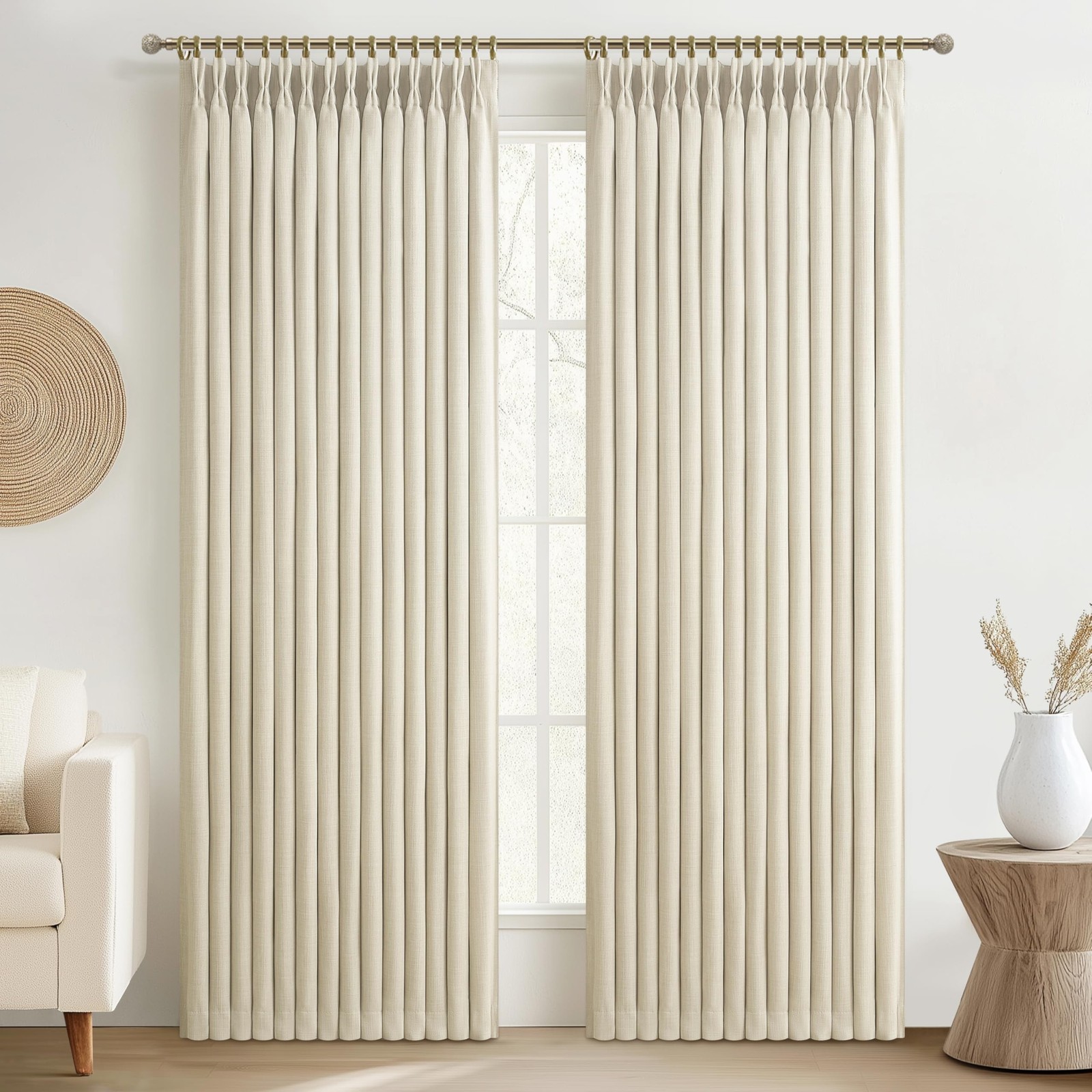 PleatedDrapes Custom Blackout Memory Trained Pinch Pleated Dining Room Curtai…