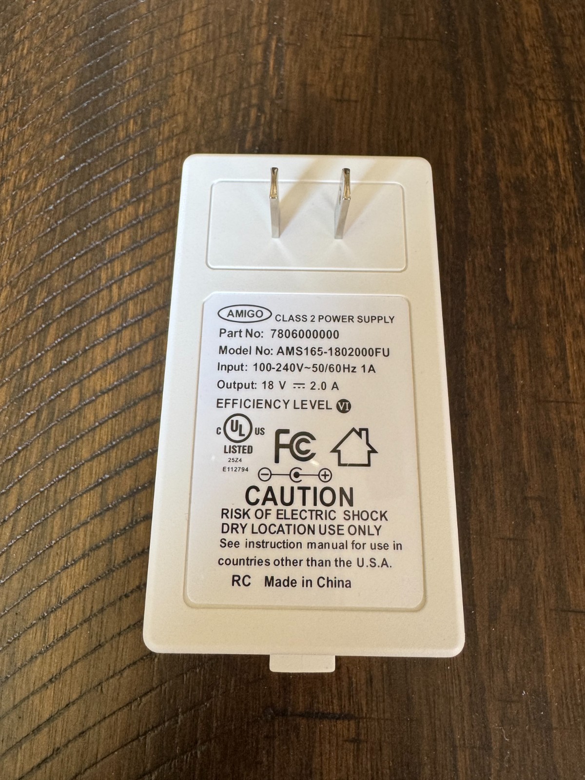 Hunter Douglas Powerview 18V DC Plug-In Transformer