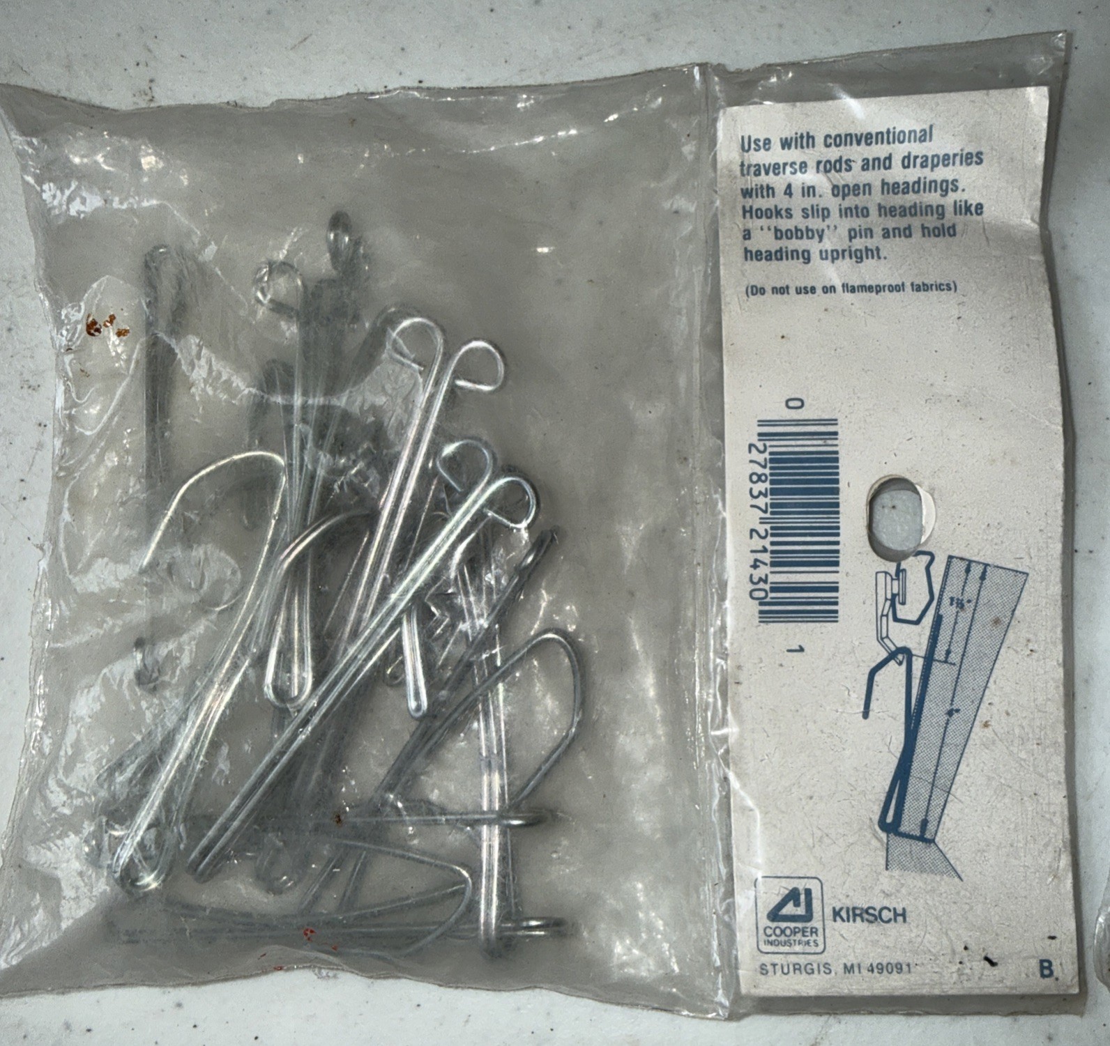 NOS 33 Total Kirsch Drapery Quick Hook Slip-In Hooks for 4″ Traverse Rods
