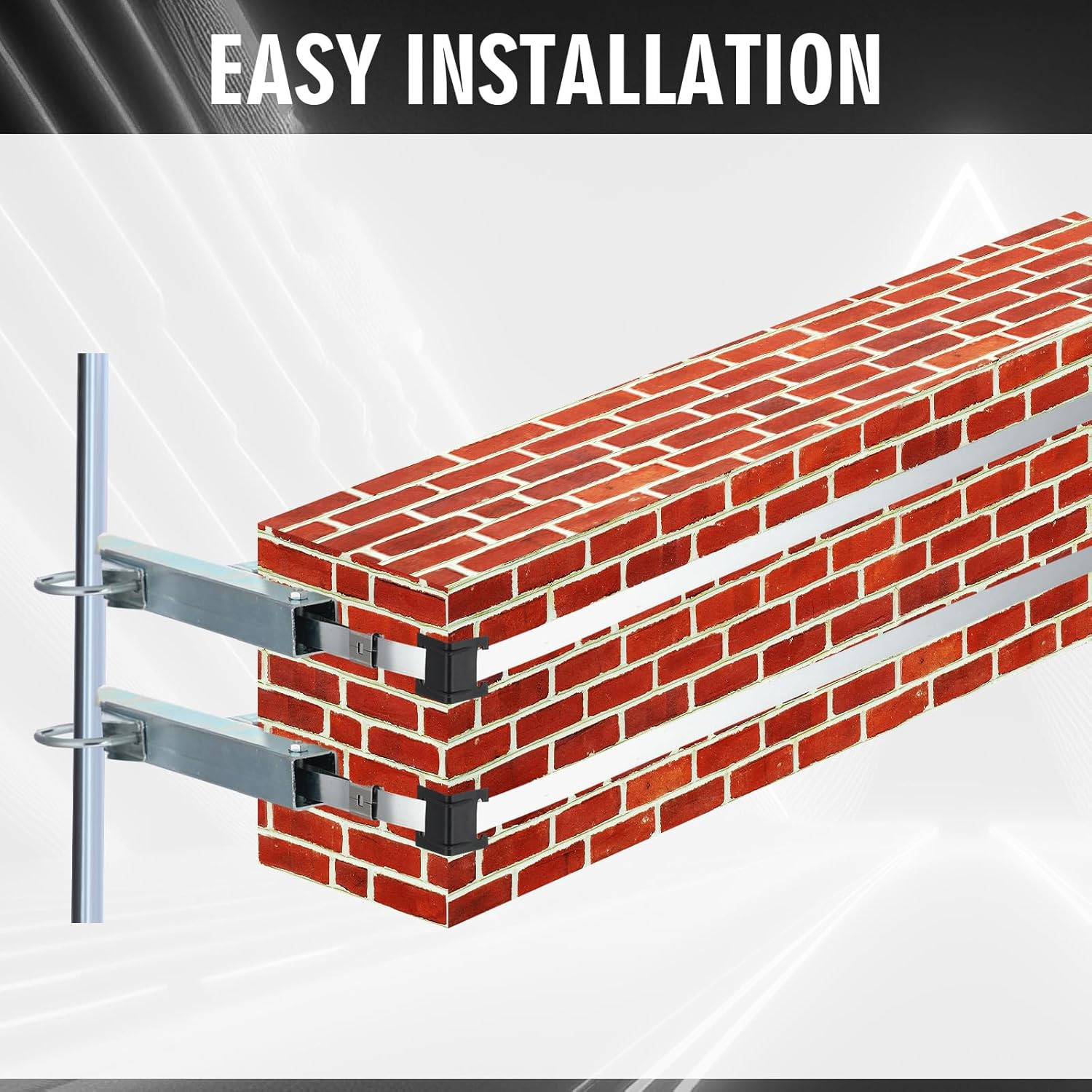 Chimney Antenna Mounting Kit Includes 1.25”-2″ Antenna Mast and Two 17″ Galvaniz