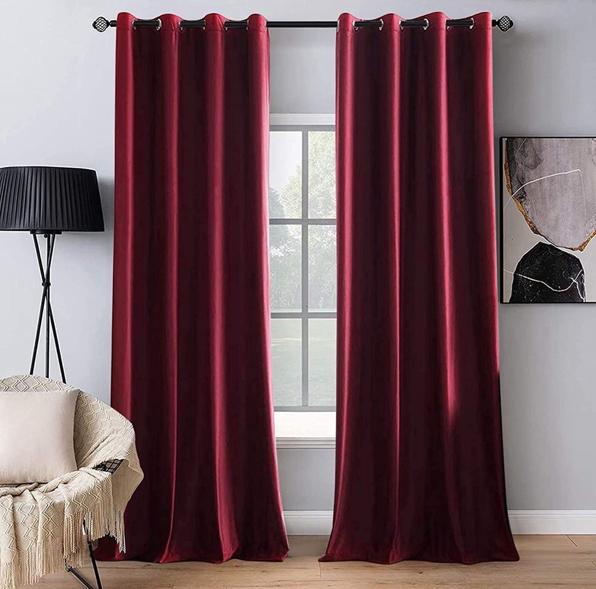 52×108 Burgundy Velvet Curtains New In Bag Thermal Soundproof 2 Panels
