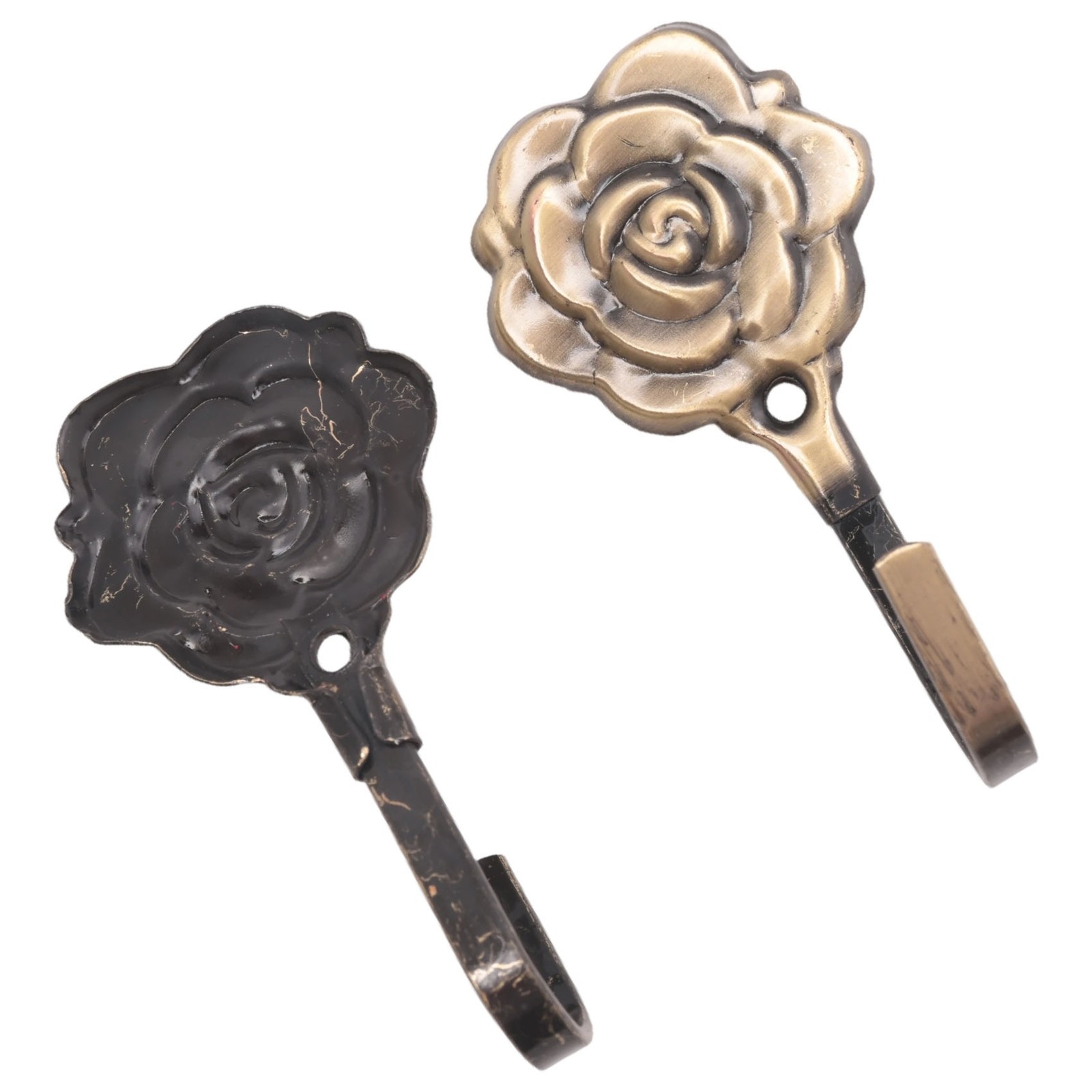 2Pcs Metal Rose Flower Curtain Tie Back Tieback Holders Wall Hooks Decor V7G3