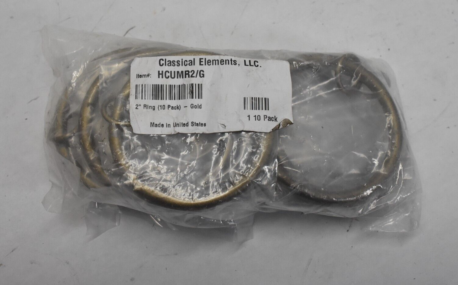 Classic Elements Metal Curtain 2″ Ring Interior Diameter Gold Set of 10 HCUMR2/G