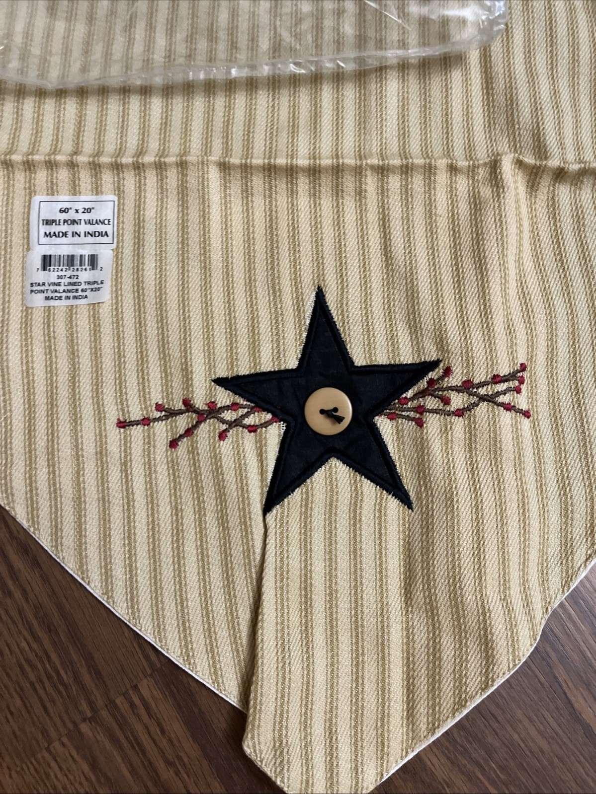 Lined Triple Point VALANCE Farmhouse Park Design Primitive Star Vine 60×20 Strip