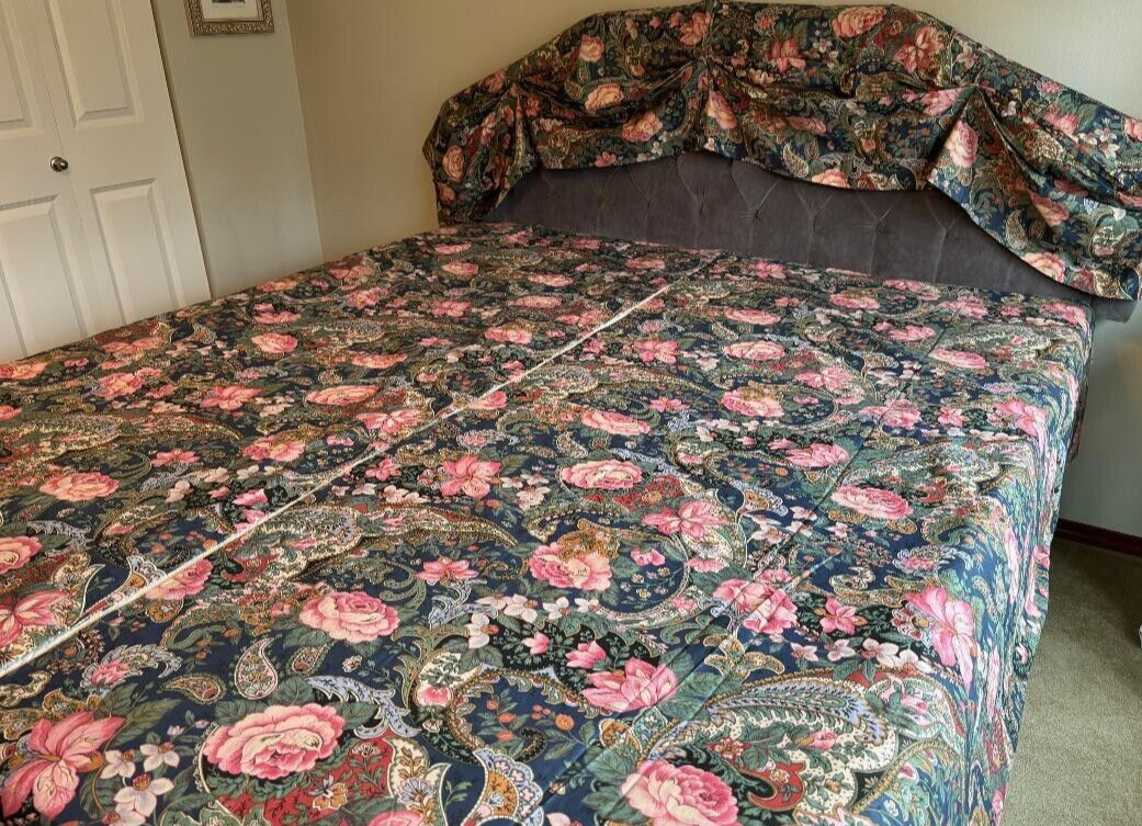GORGEOUS ~FLORAL PAISLEY* LONG LINED (PAIR) 86″ X 100″ CURTAINS /VALANCES #350