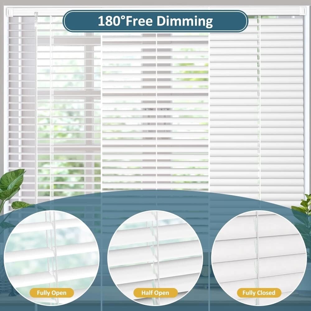Mini Blinds for Windows Cordless Vinyl Venetian Blinds Anti-UV Waterproof shades