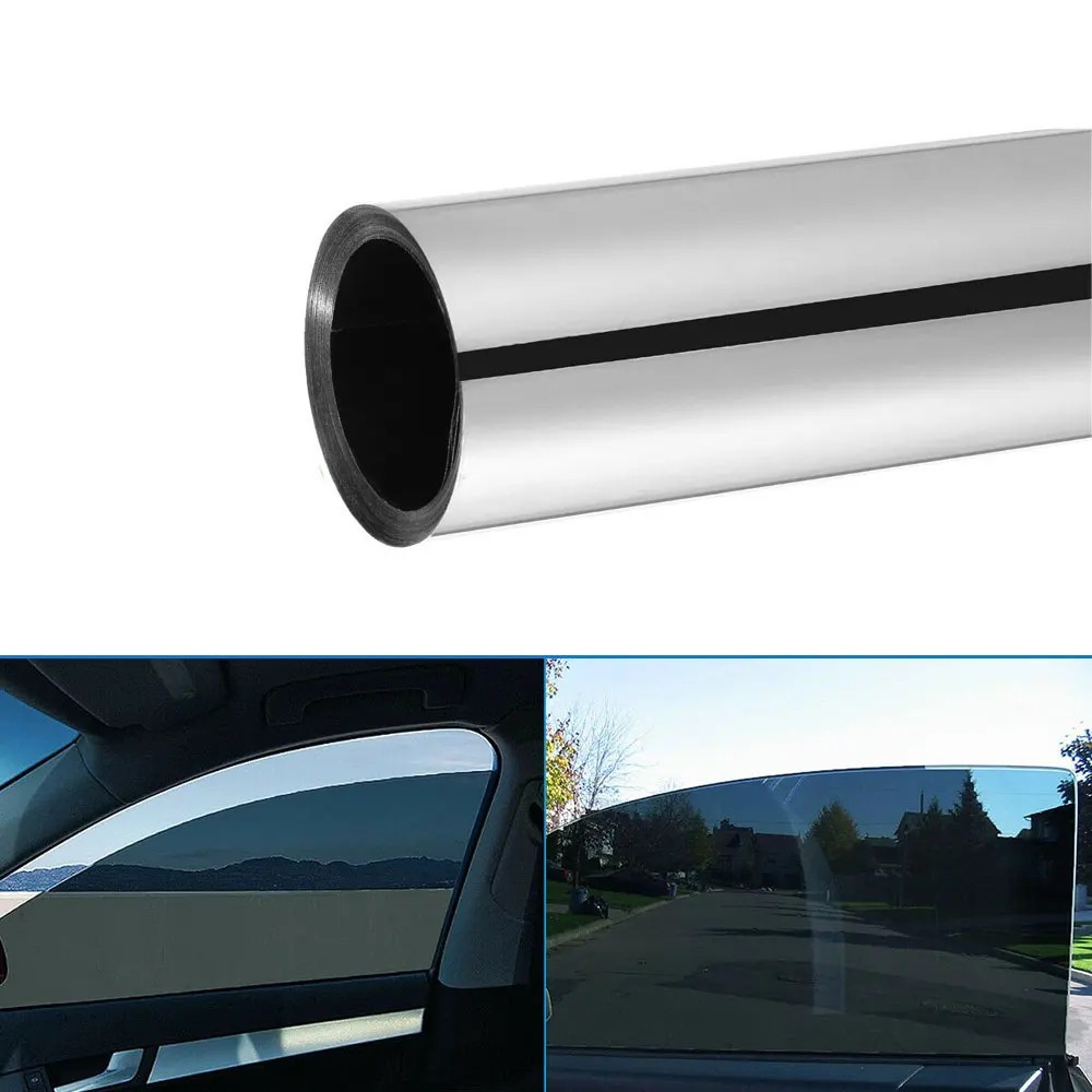 Silver Chrome Window Tint Film 20in x 10FT PET Self Adhesive Glass Privacy Roll