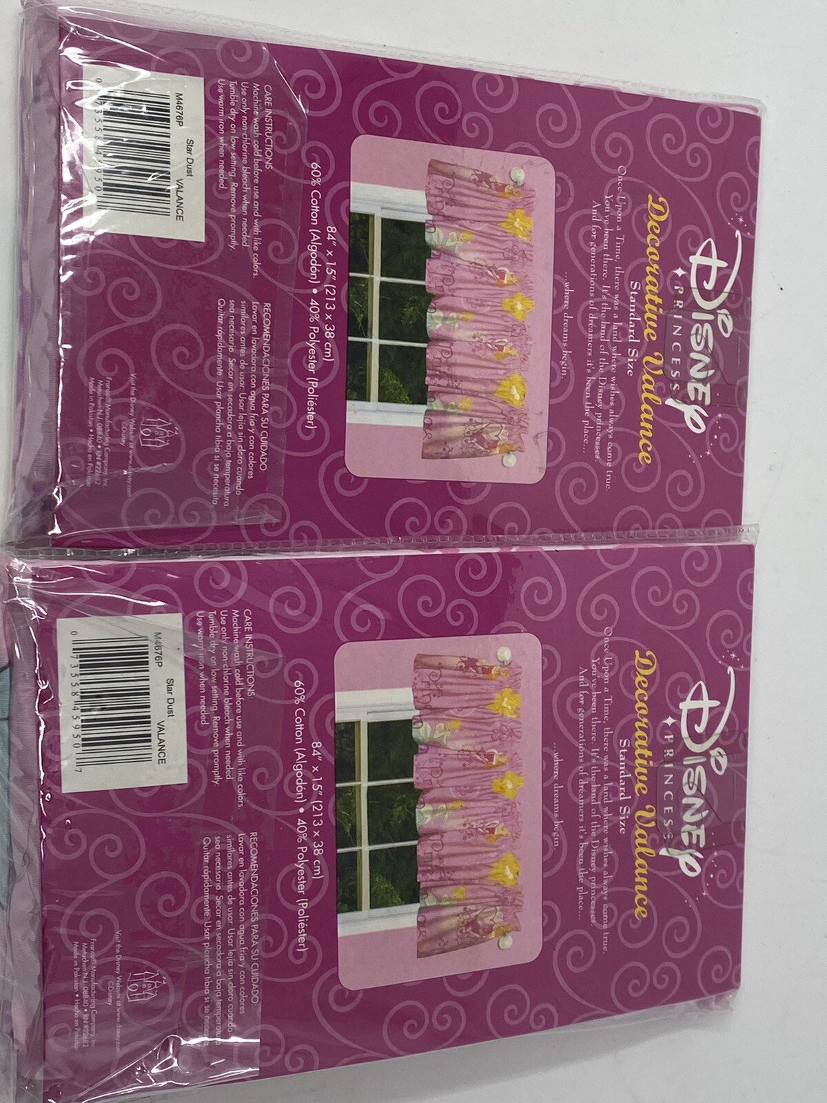 (2) DISNEY PRINCESS CINDERELLA DECORATIVE VALANCE 84×15 NEW STANDARD SIZE
