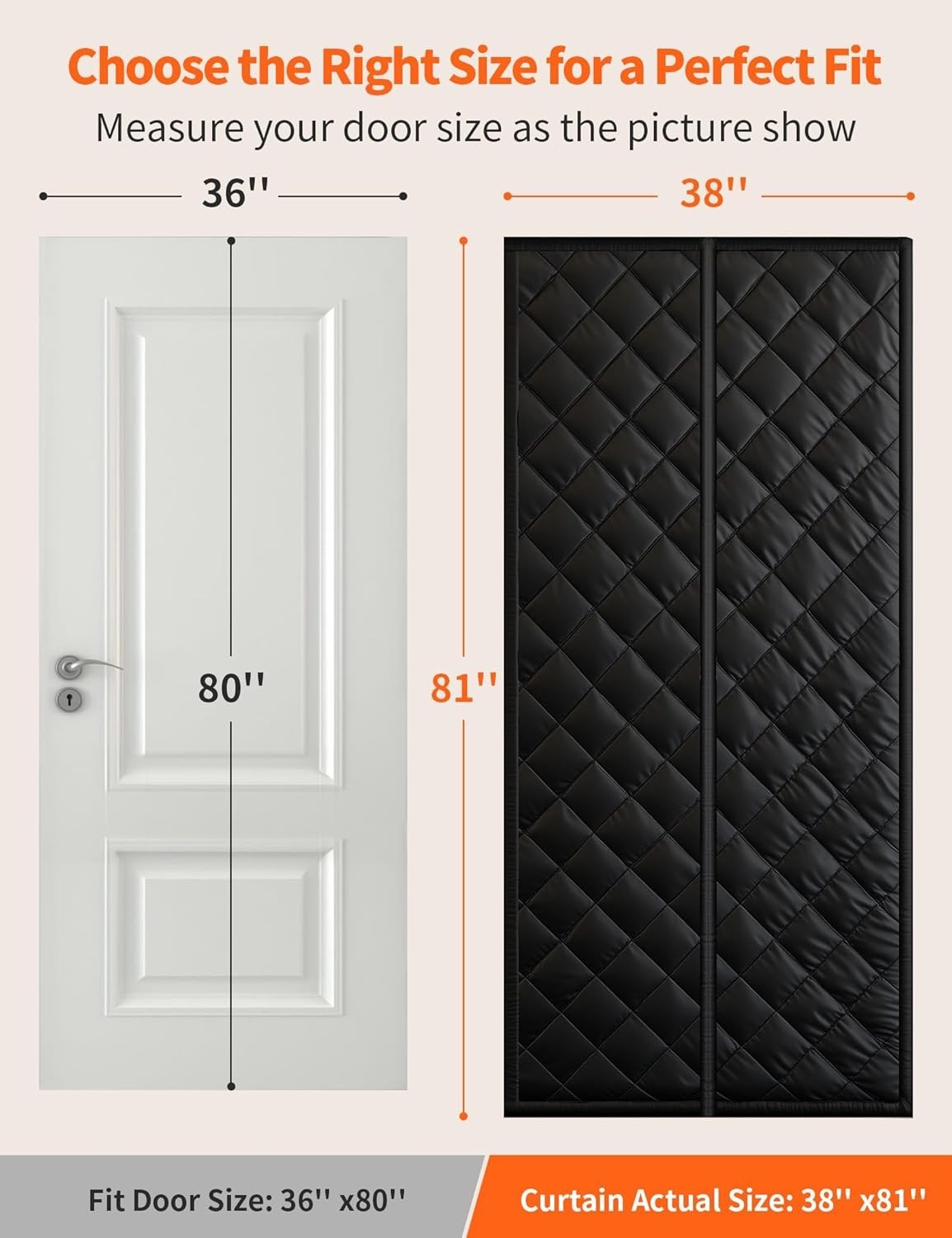 Magnetic Thermal Door Curtain for 36″ x 80″ Doors – Energy-Saving & Pet-Friendly