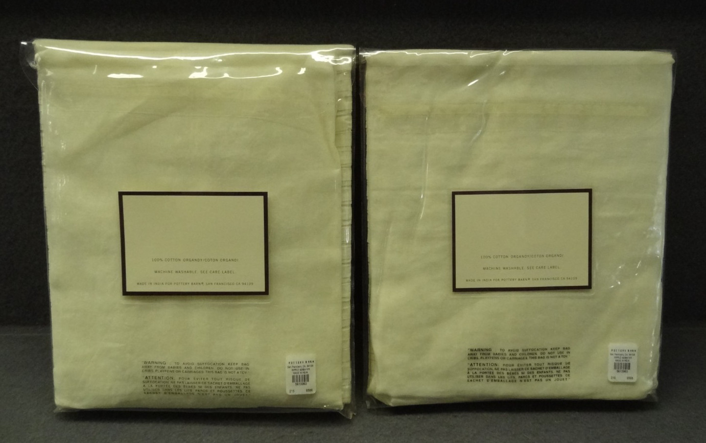 NEW (2) Panel Pottery Barn Ripple Top Sheer Drape Curtain Rideau 42×84 VTG PAIR