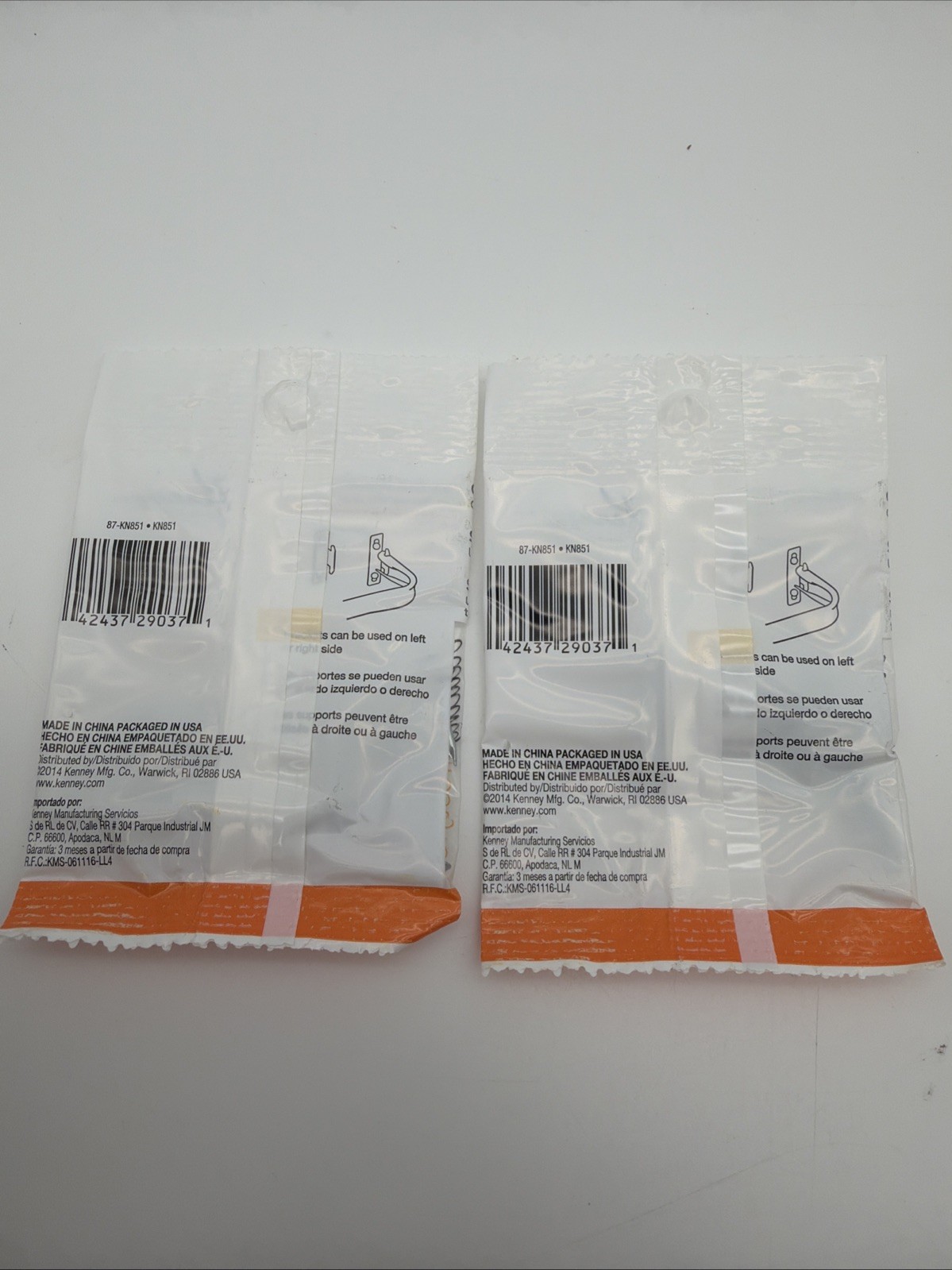 Kenney Zinc-Plated Metal Single Curtain Rod Bracket Silver KN851 Lot Of 2