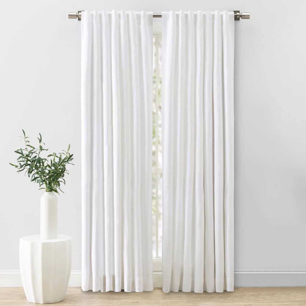 Herringbone White Solid 48 In. W X 84 In. Room Darkening Single Panel Rod Pocket