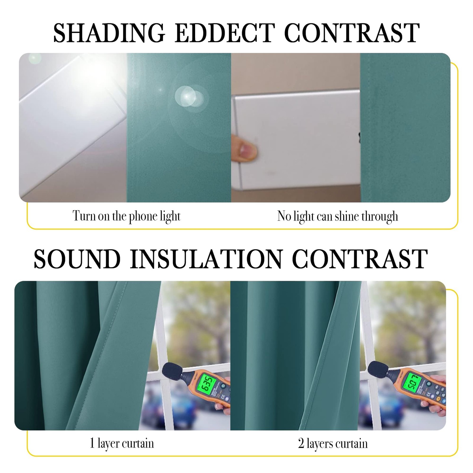 NICETOWN Blackout Curtains Sea Teal 2 PCs 52×54 inches