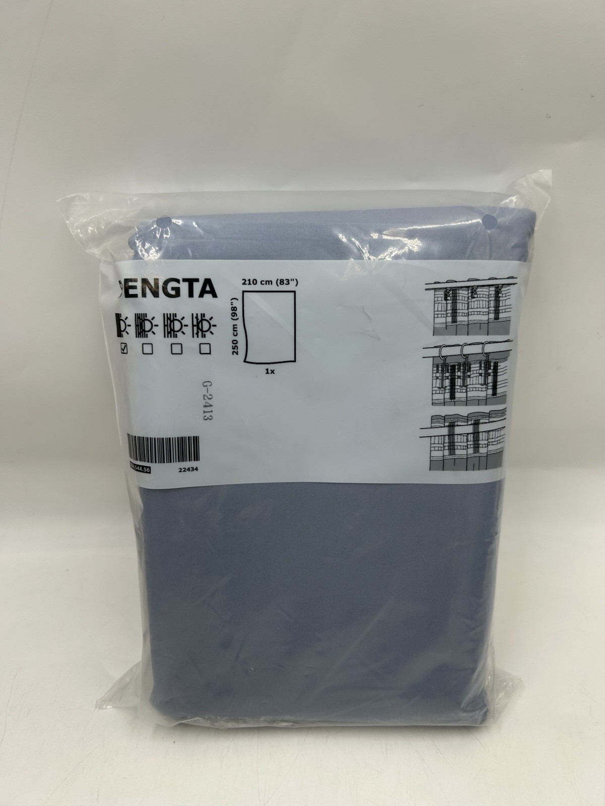 Ikea Bengta Black-Out Curtain 1 Blue Gray Panel 98”x83” 504.544.56 Heading Tape