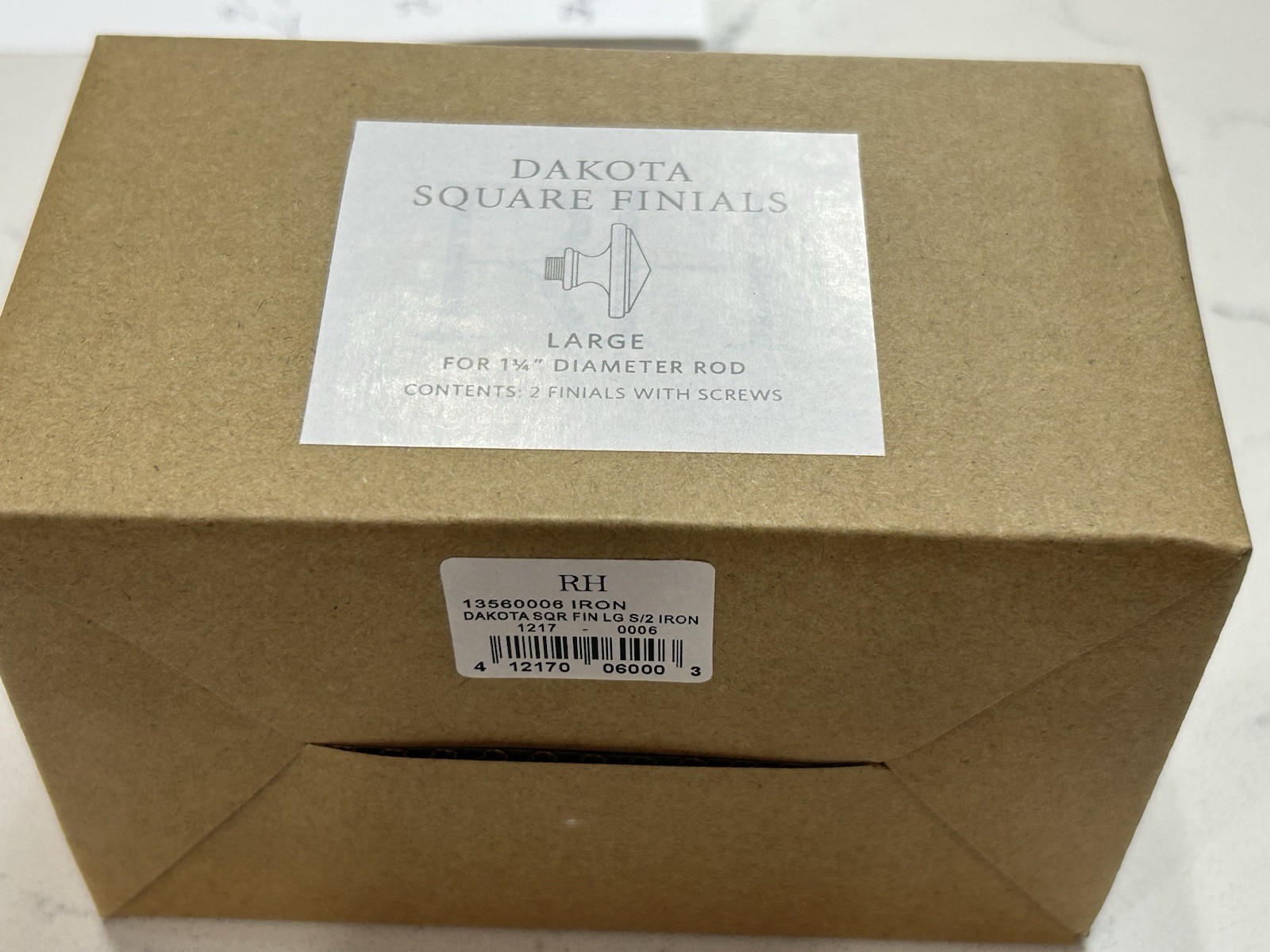 Restoration Hardware Dakota Square Finials Large Qty 2 for 1 1/4” Rod Bronze NIB