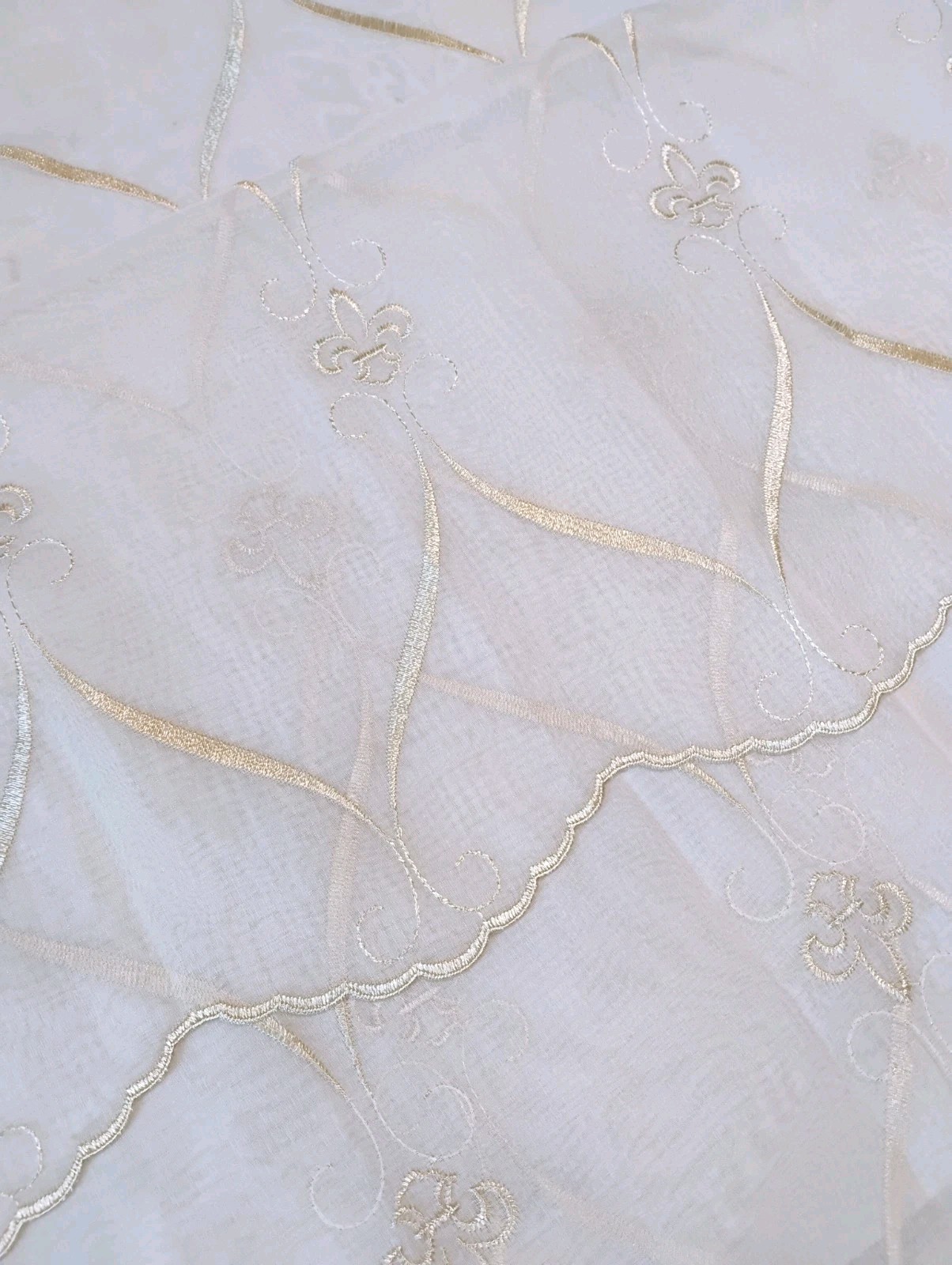 4 Croscill Cavalier Sheer Federal Panel Curtains, 40- 83 Inches, Ivory