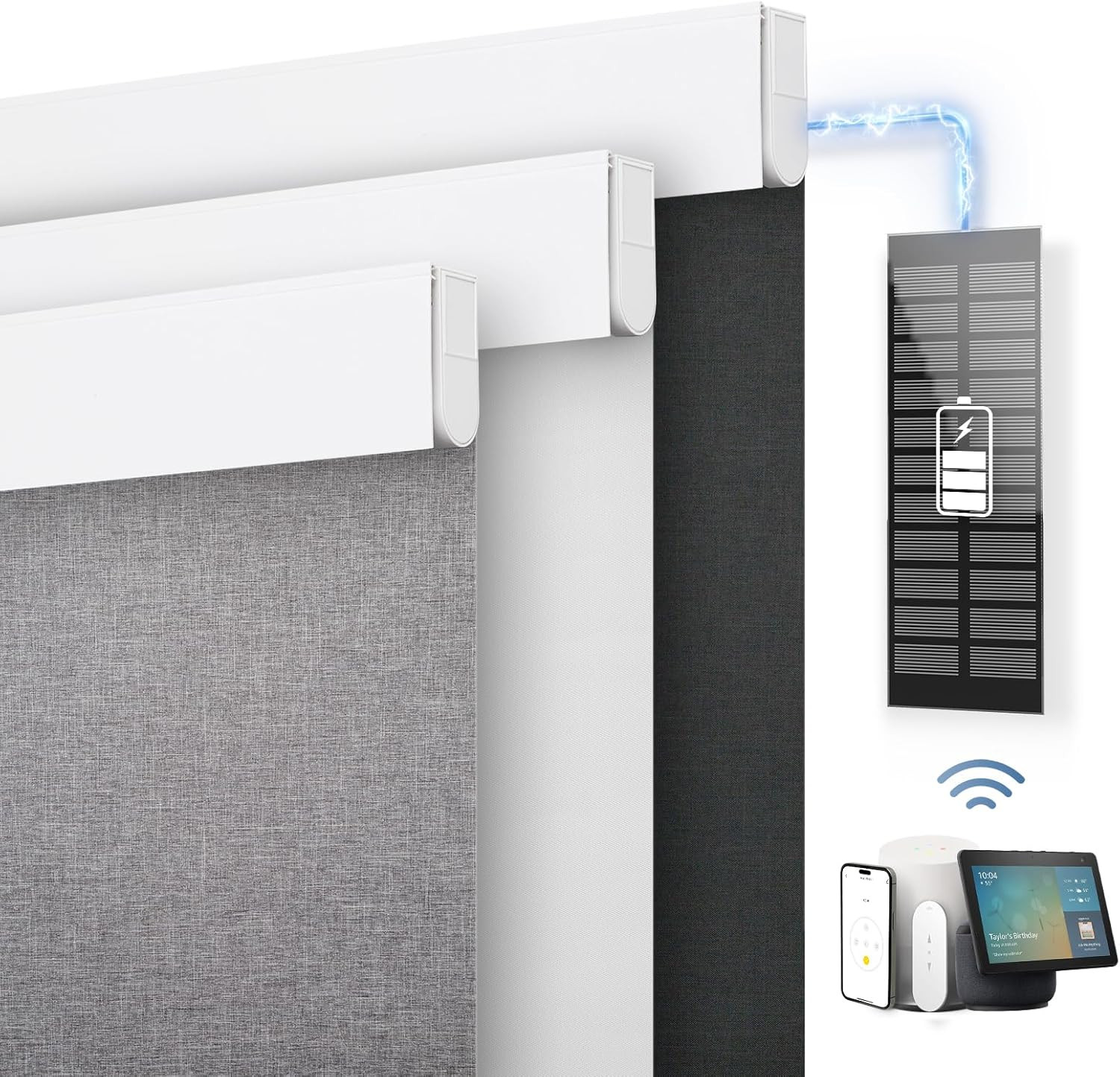 Smart Motorized Blackout Blinds with Remote Control – 23″ W x 72″ H, White