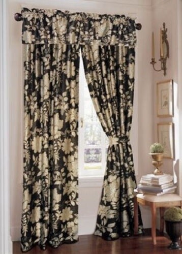 Rose Tree BRYANT PARK Black Silver contemporary floral Tailored Valance NEW