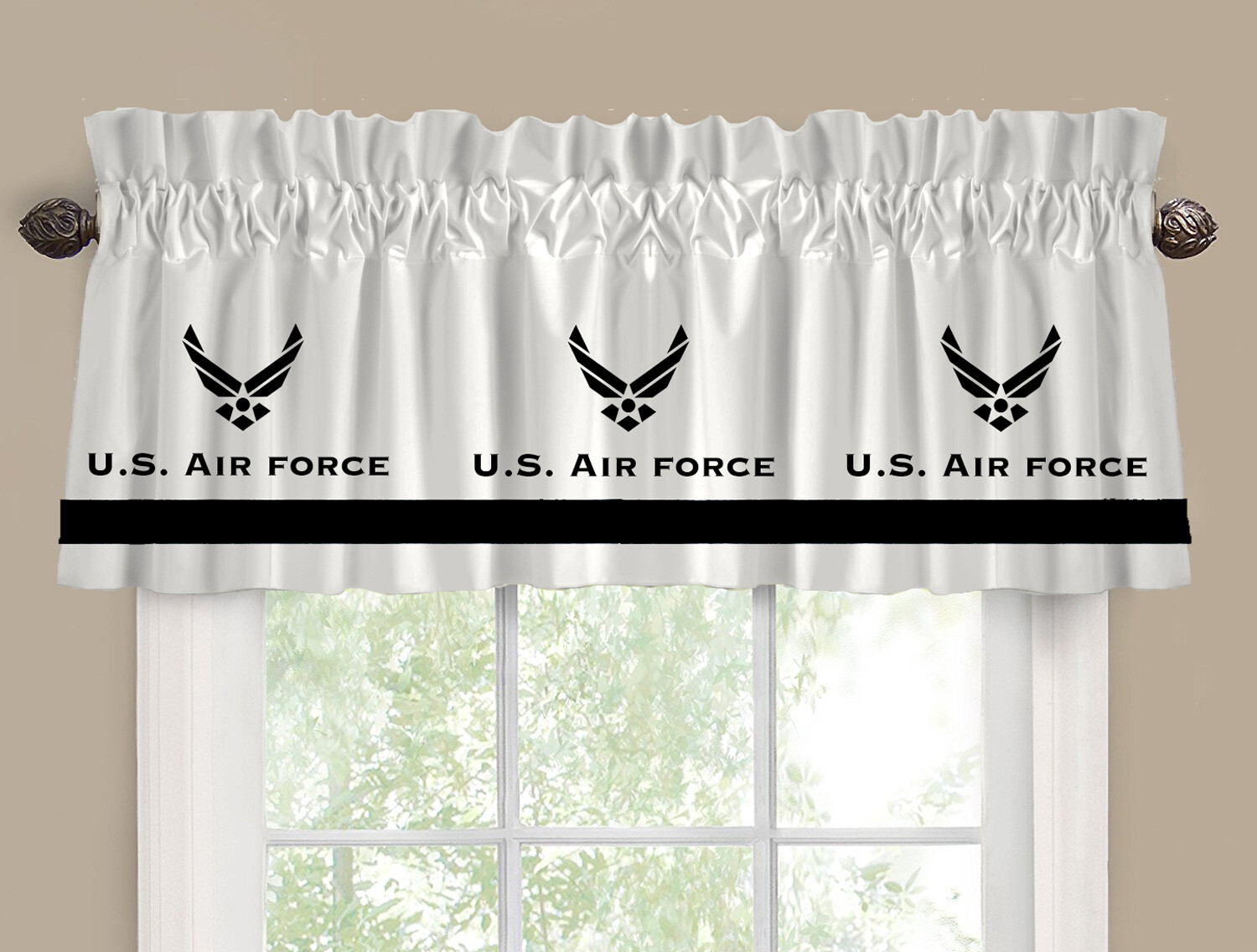 United States Air Military Force Window Valance/Curtain *Your Choice of Colors*