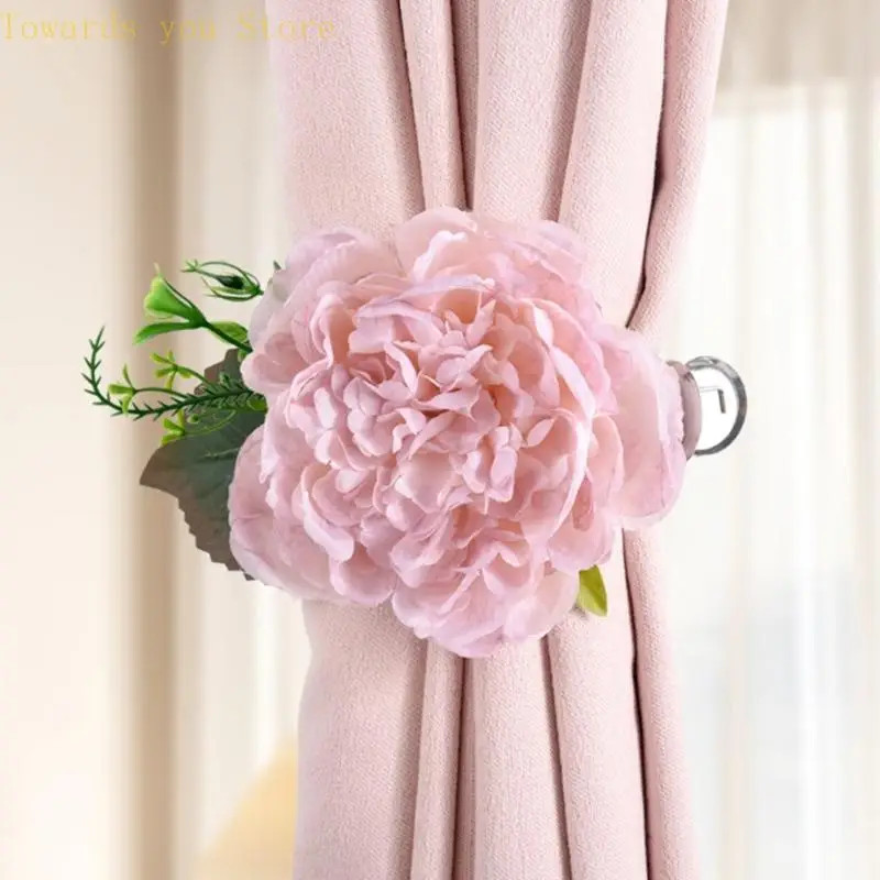 Cloth Flower Curtain Tie Backs Peonys Curtain Tieback Clip Decorative Rope Holdb