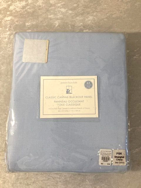 NEW Pottery Barn Kids Canvas Blackout One (1) Panel Light Blue Curtain 44 x 63″