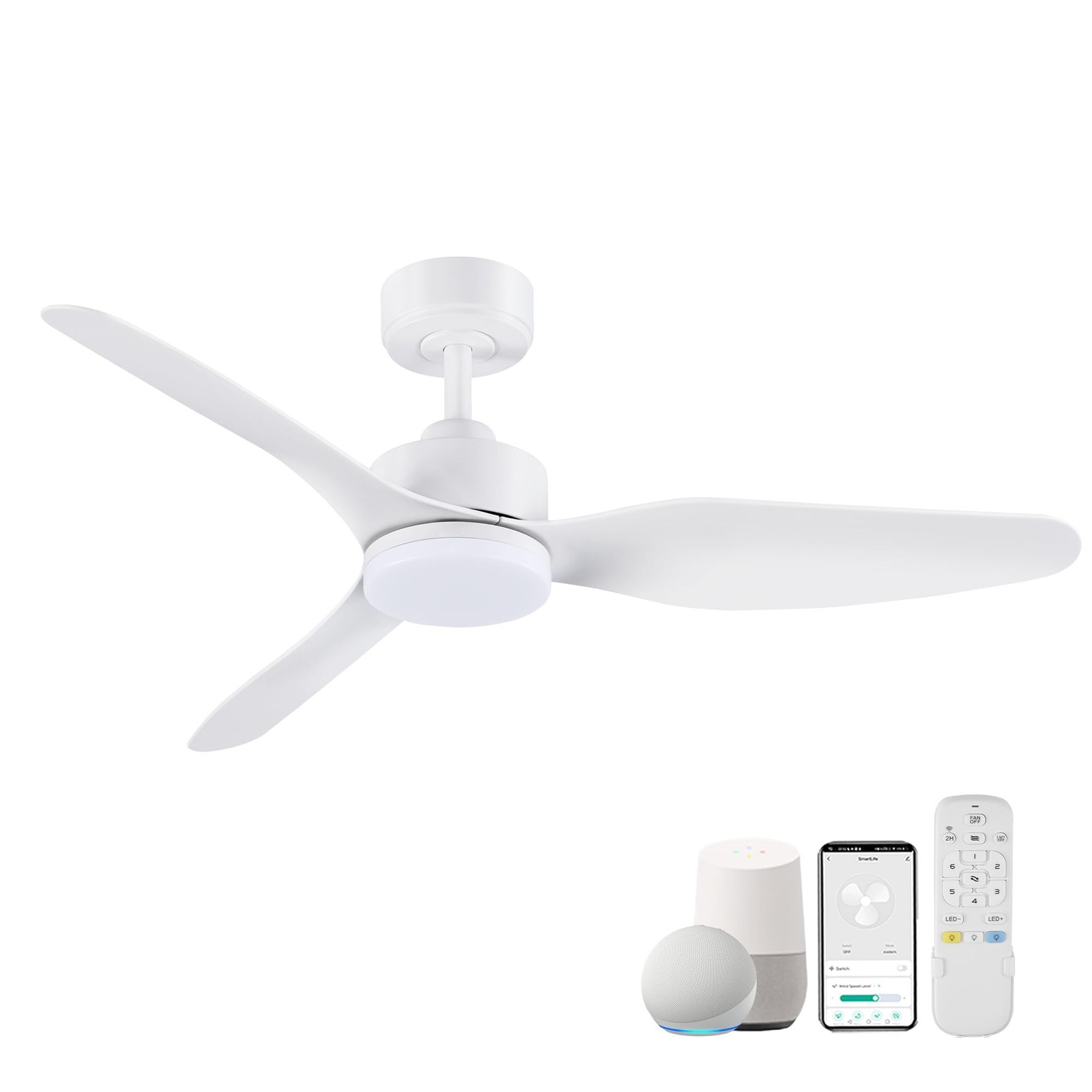 Hoenofly 48 Inch Smart Ceiling Fans with Lights Remote Control,Dimmable LED L…