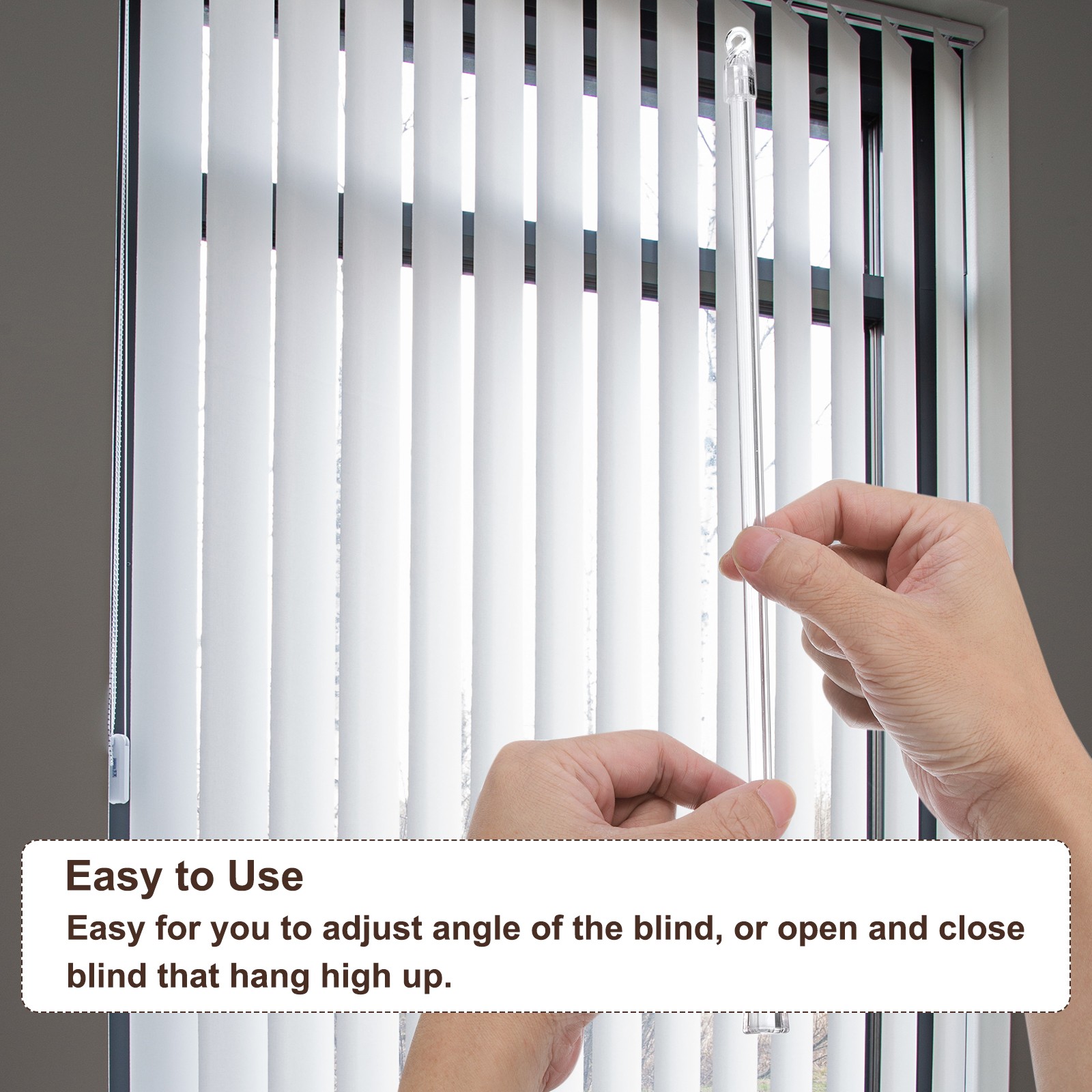 6Pcs 15″Transparent Blind Wand Replacement Parts with Hook and Grip