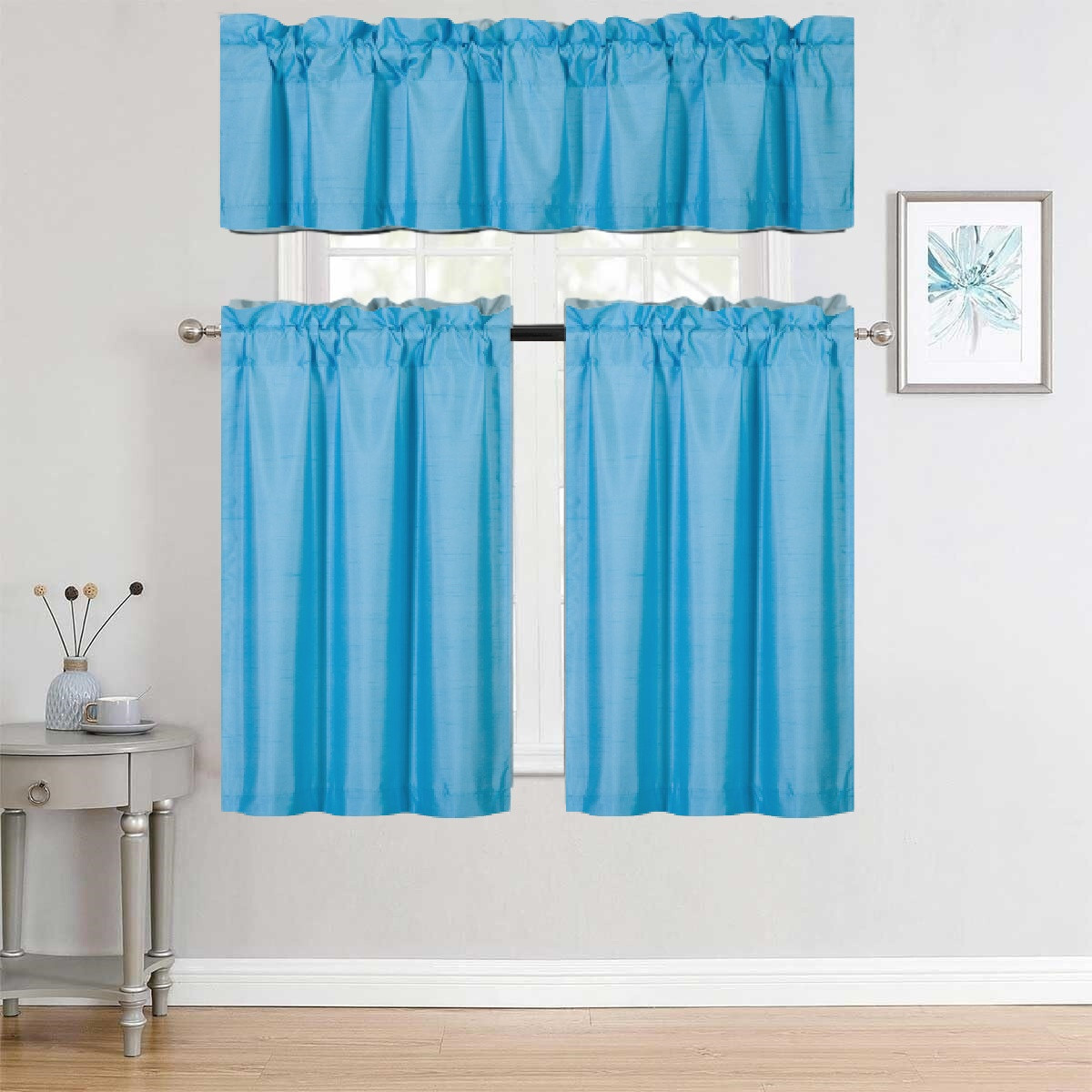 1 Set Blackout Window Curtain Treatment Panel For Kitchen with Rod Pocket K3