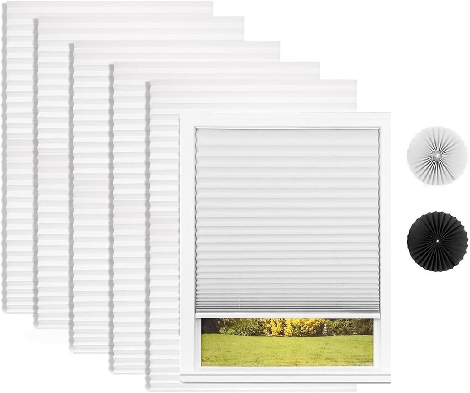 6-Pack Window Blinds with 12 Travel Clips, 36 W x 72 H, White