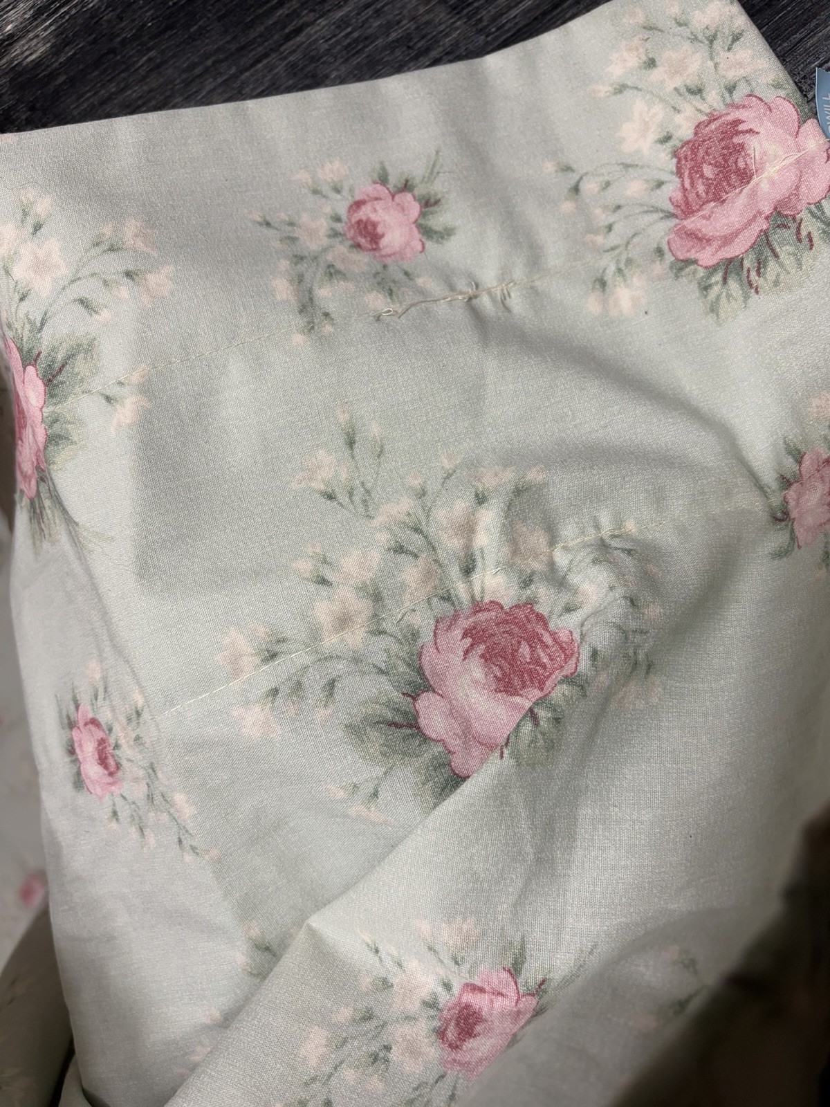 VTG Rare Laura Ashley Rosemoor Green Pink Roses Curtains 86”x39”