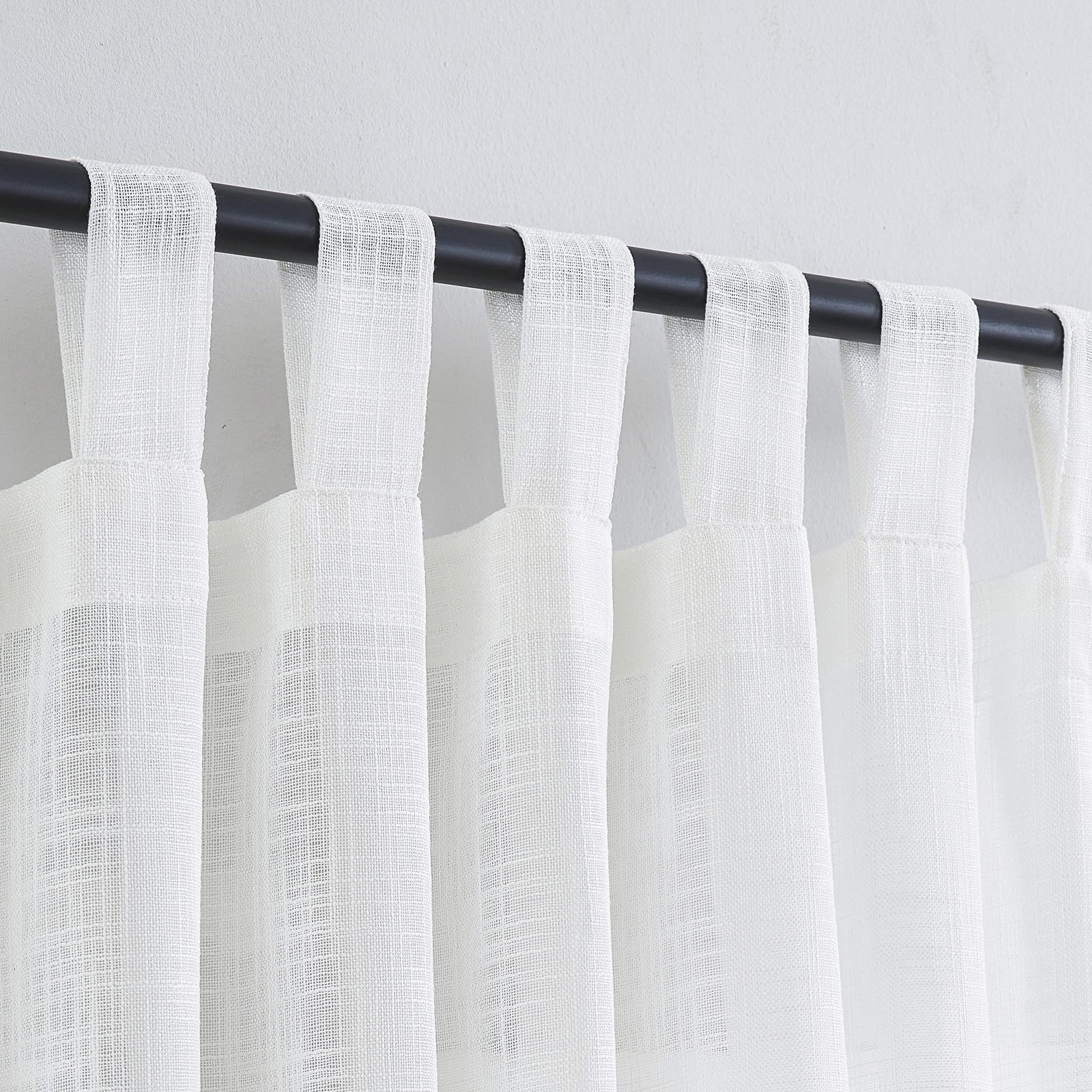 Semi Sheer Curtains- Light Filtering, Machine Washable Tab Top Drapes for Liv…