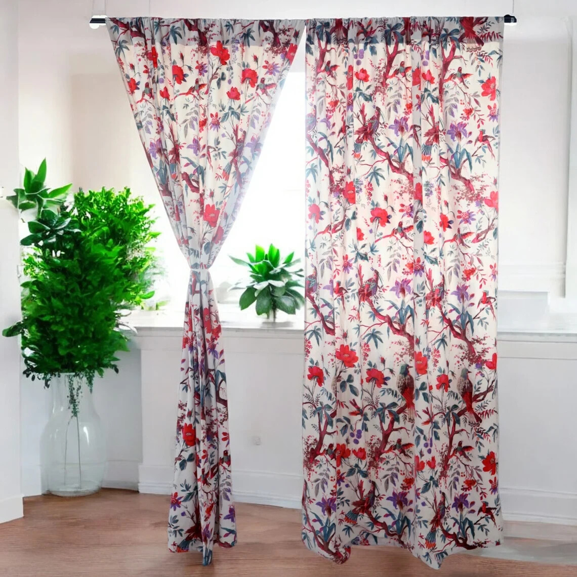 White Velvet Curtain Drape Window Decor Door Curtain Blackout Luxury Curtain