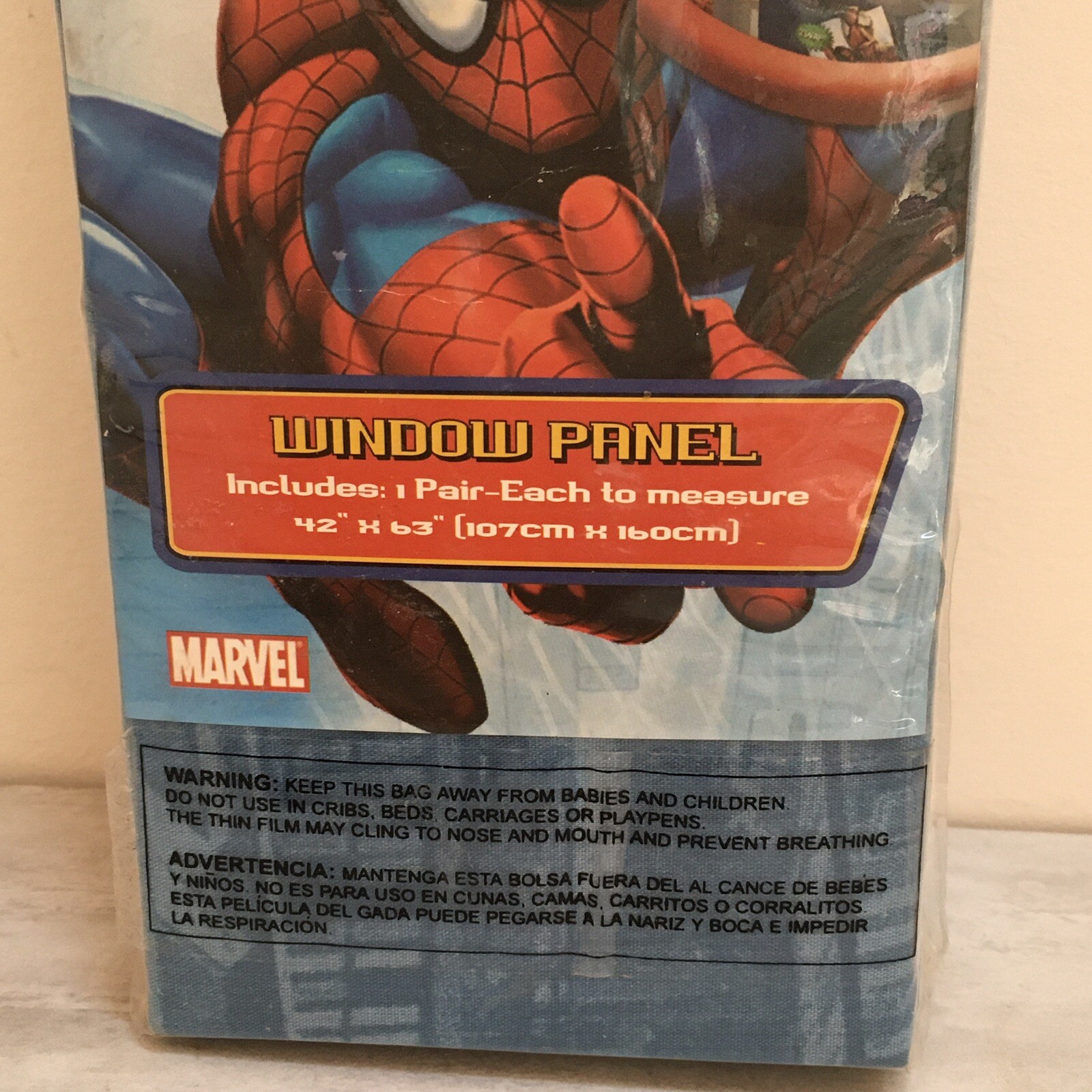 NIP 2009 Jay Franco Marvel Spiderman’ 42″ x 63″ Curtain Panel Pair Child Room