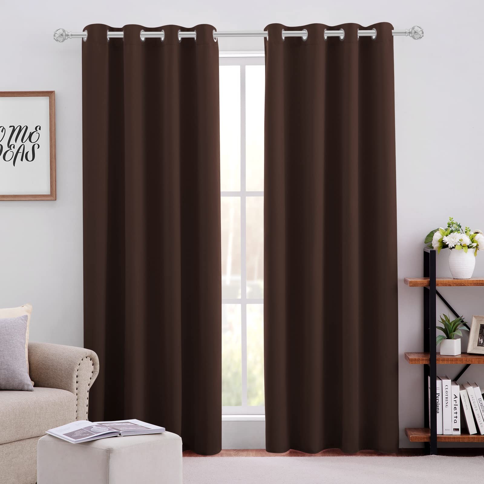 Blackout Curtains For Bedroom 52 X 84 Inch Long 2 Panels Set Chocolate Brown Roo