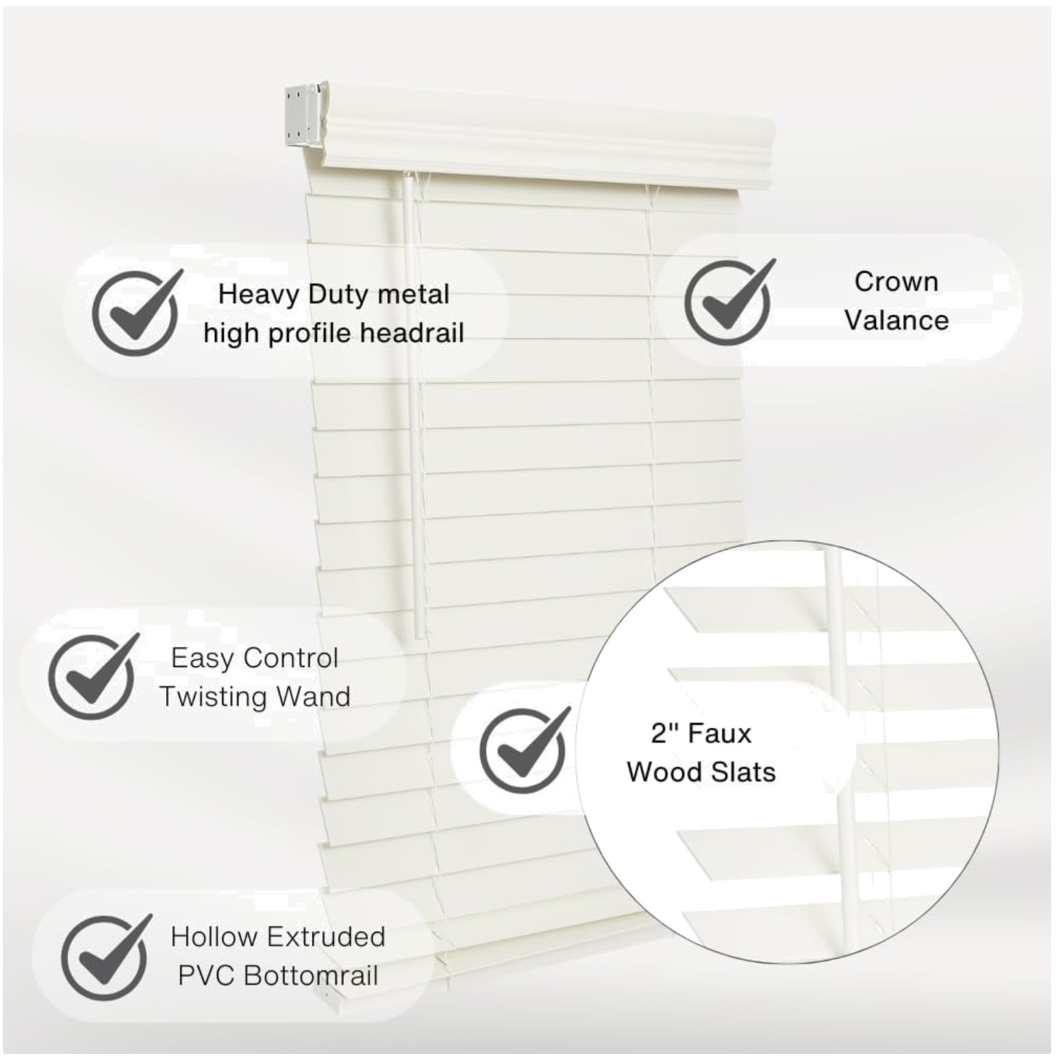 Soft White Room Darkening Blind 42×60 – Cordless