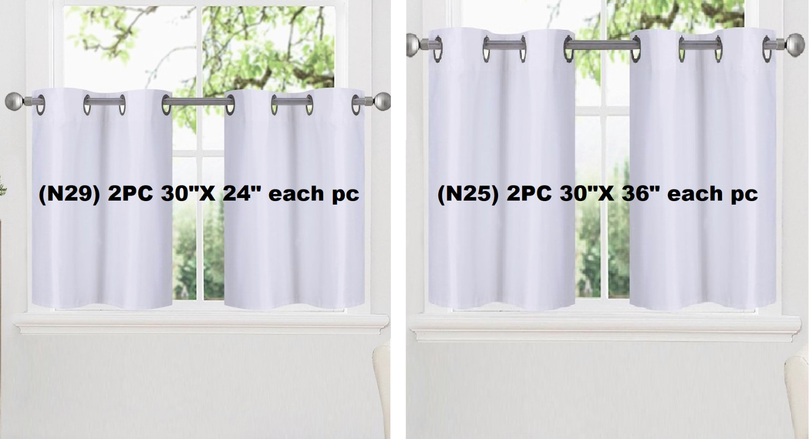 1 SET UNLINED GROMMET PANELS WINDOW DRESSING CURTAIN 60″WIDE X 24″ OR 36″LENGHT