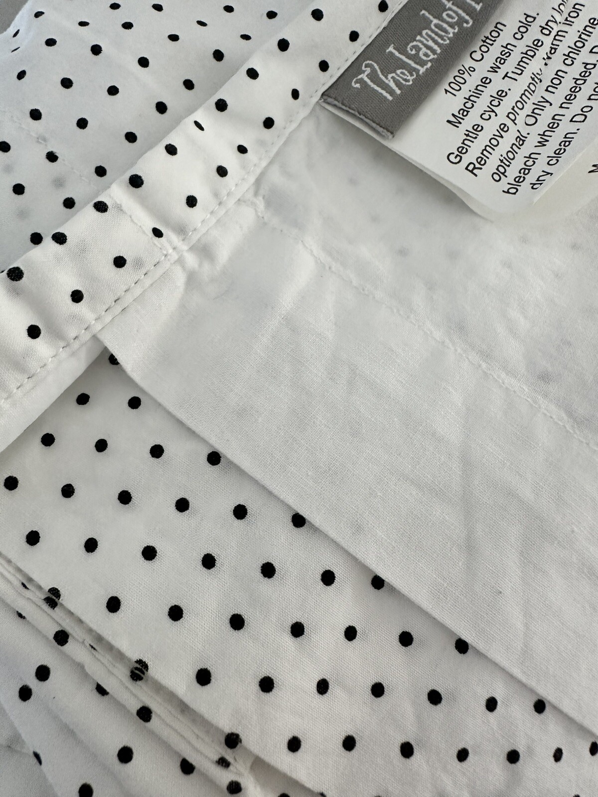 Set Of 3 The Land of Nod~White Cotton w/Black Polka Dots Curtain Panels 44×84”