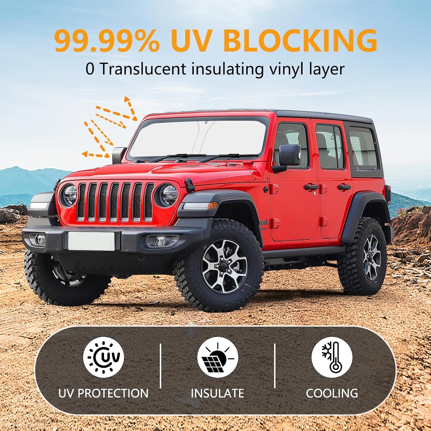 for Jeep Wrangler JL JLU 2018-2026 / Gladiator 2020-2026 Sunshade, Car Front Win