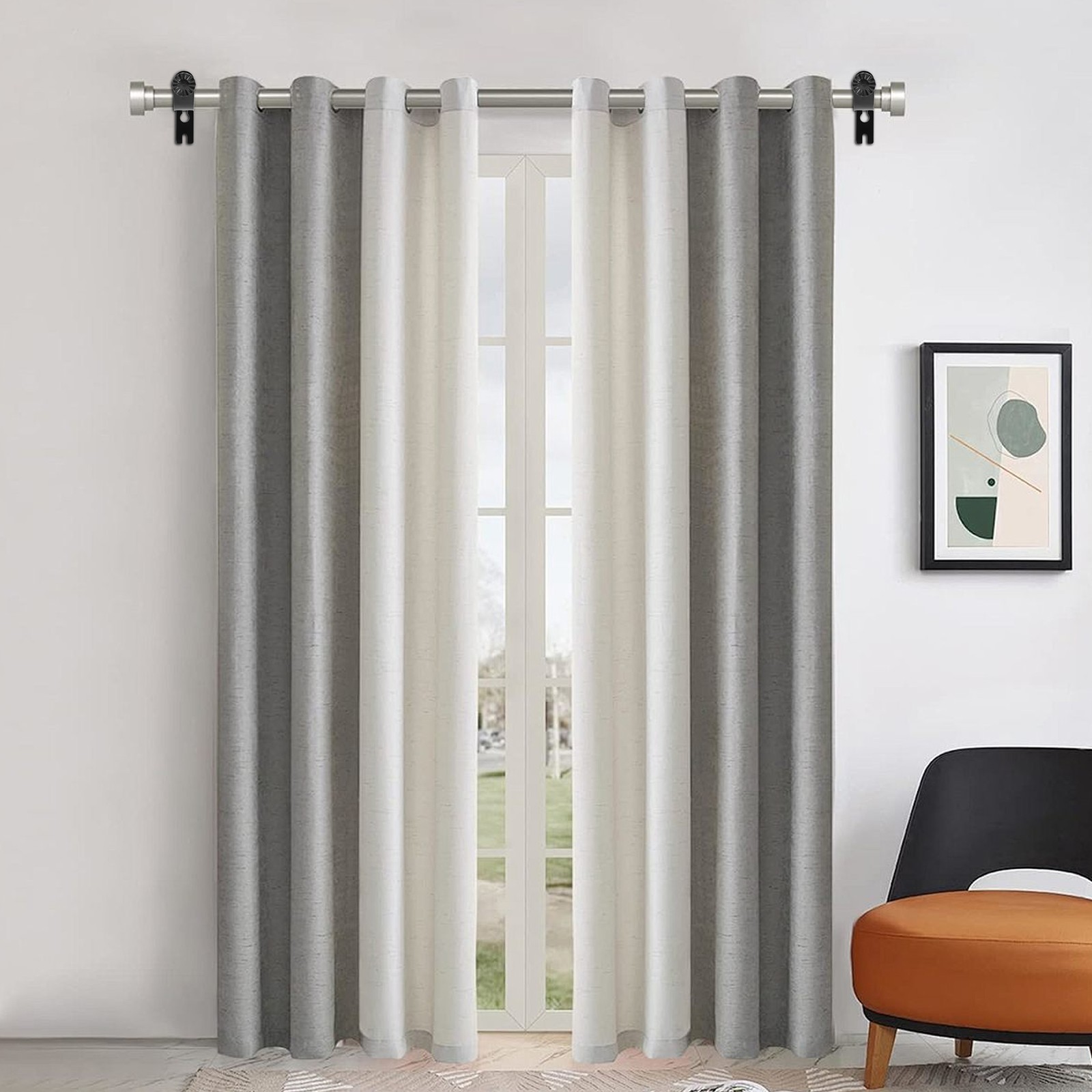 4×Heavy Duty Curtain Rod Brackets Adjustable Iron Wall Mount Hooks Window Holder
