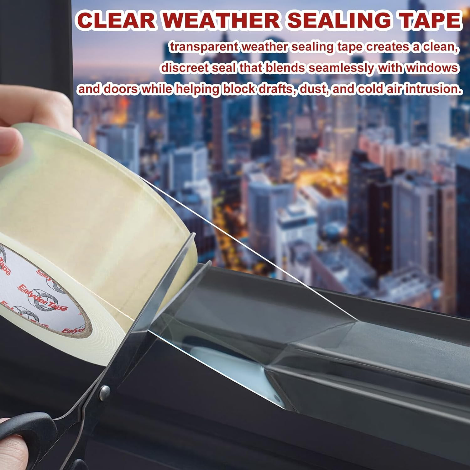 2 Inch x 30 Yards Transparent Window Weather Sealing Tape, Clear Window Draft Is