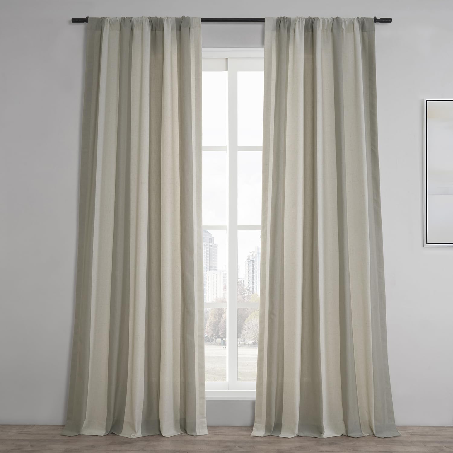 Linen Blend Stripe Curtains for Bedroom (1 Panel) 50 X 84, FHLCH-YL7176217-84…