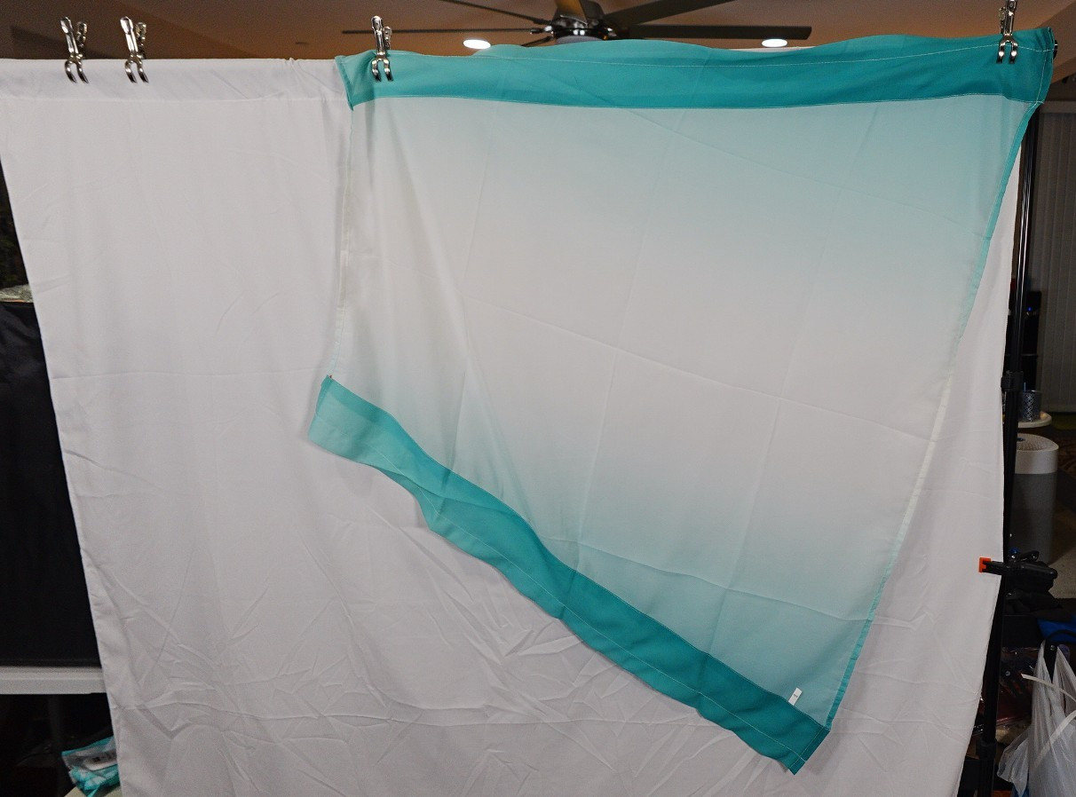 Turquoise Waterfall Sheer Valance Curtains Ombre Window Drapery 3Panels 98×120cm