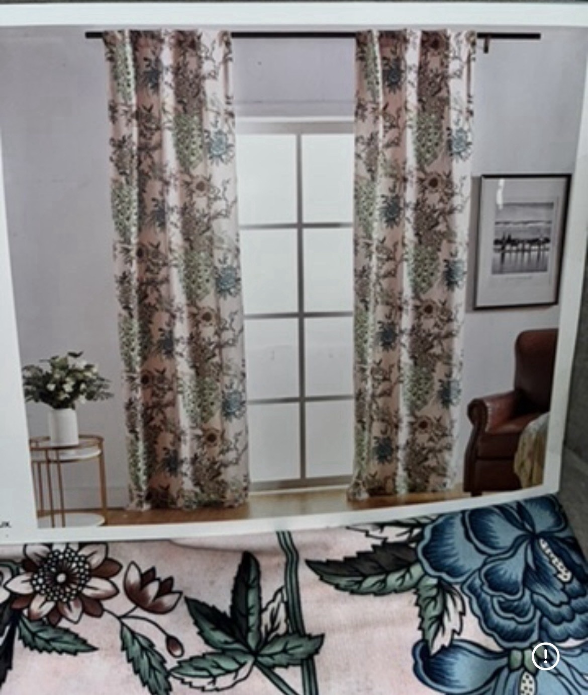 1-NWT CALLISTO HOME PEACOCK PRINT CURTAINS SET OF 2 PANELS SIZE 38”x 84”