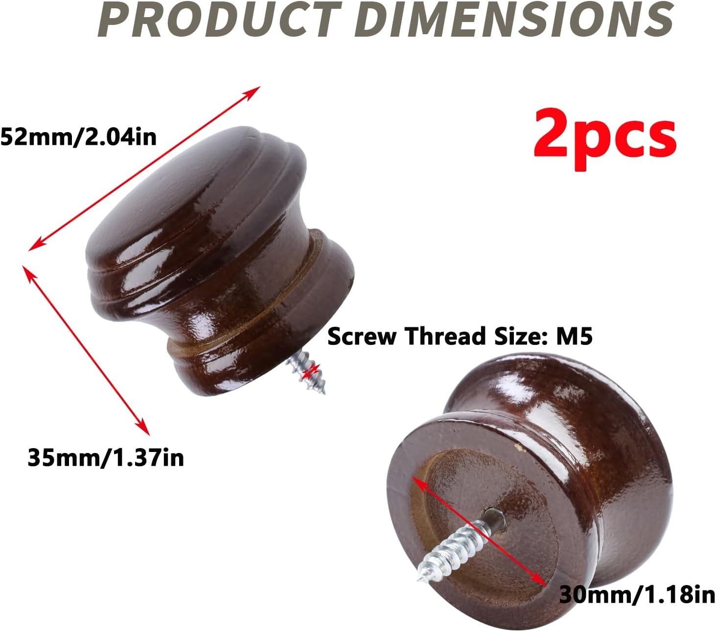 Curtain Rod Finial Replacement for Living Room,Bedroom,2Pcs | Screw on Curtain