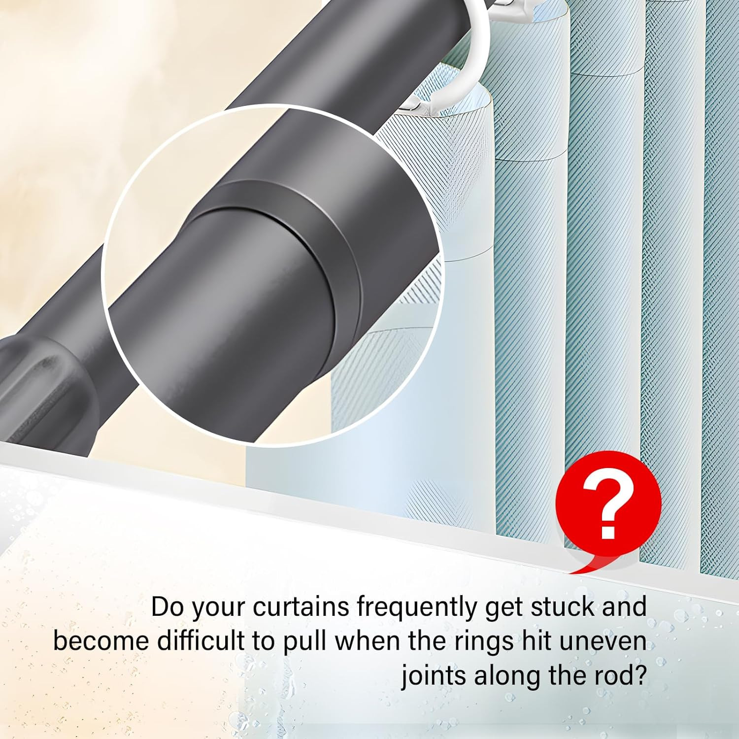 29ft Curtain Ring Glide Tape, Clear Curtain Rod Smooth Curtain Tape Curtain S…