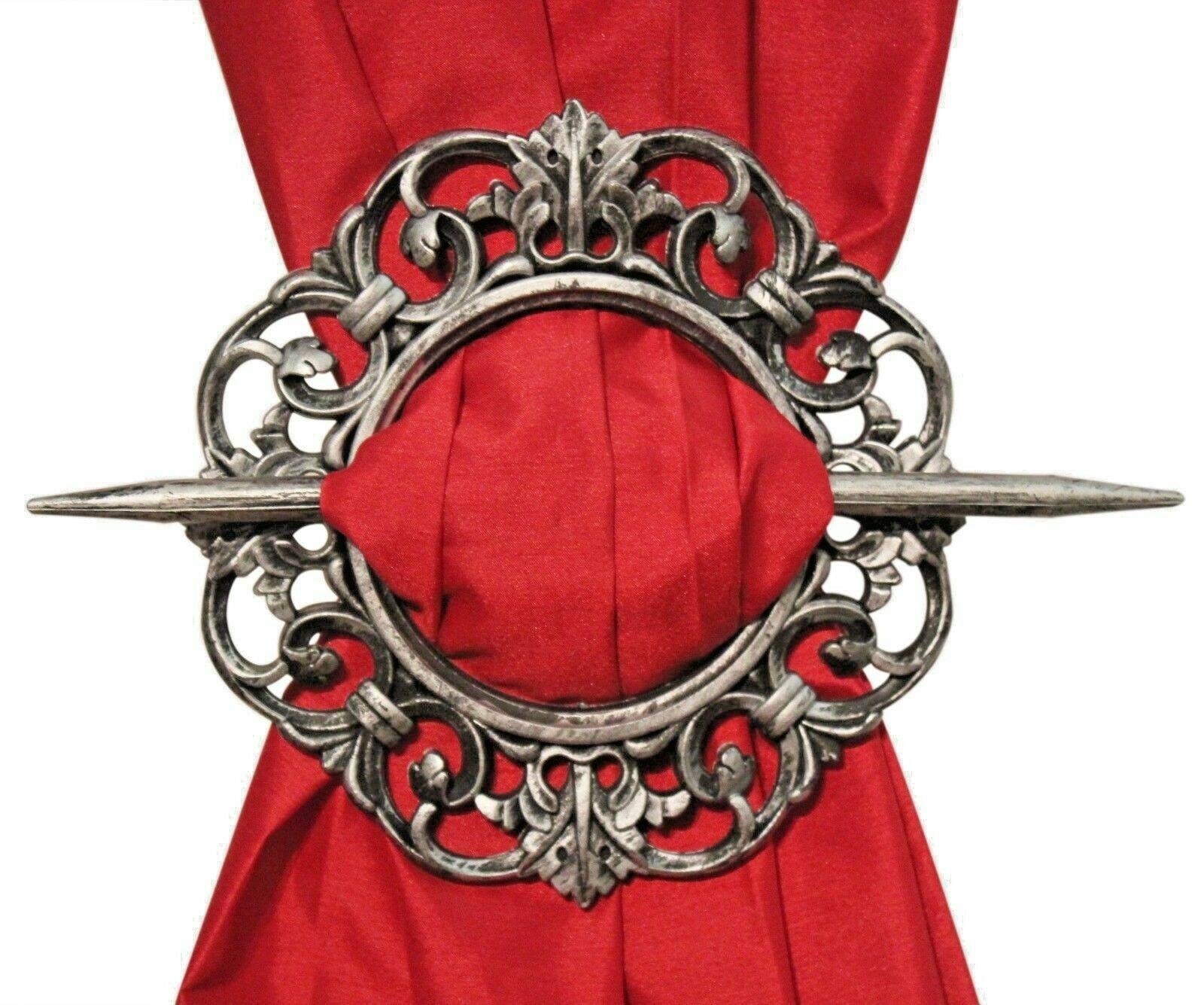 Curtains Holdbacks Antique Decorative Curtain Holdback, Set of 2, Gold Silver