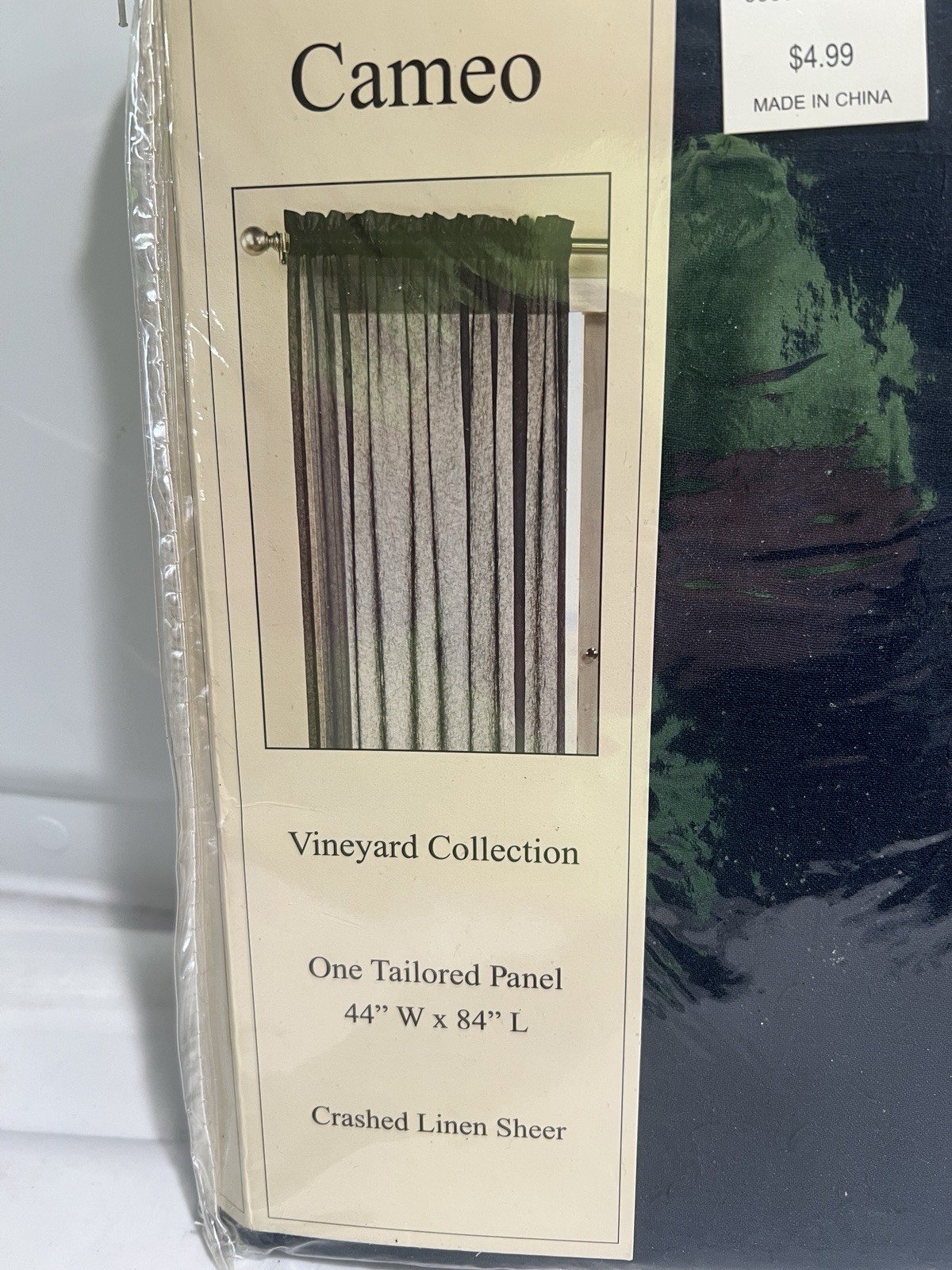 Cameo Vineyard Collection One Tailored Panel 44”x84” Crashed Linen Sheer Blue