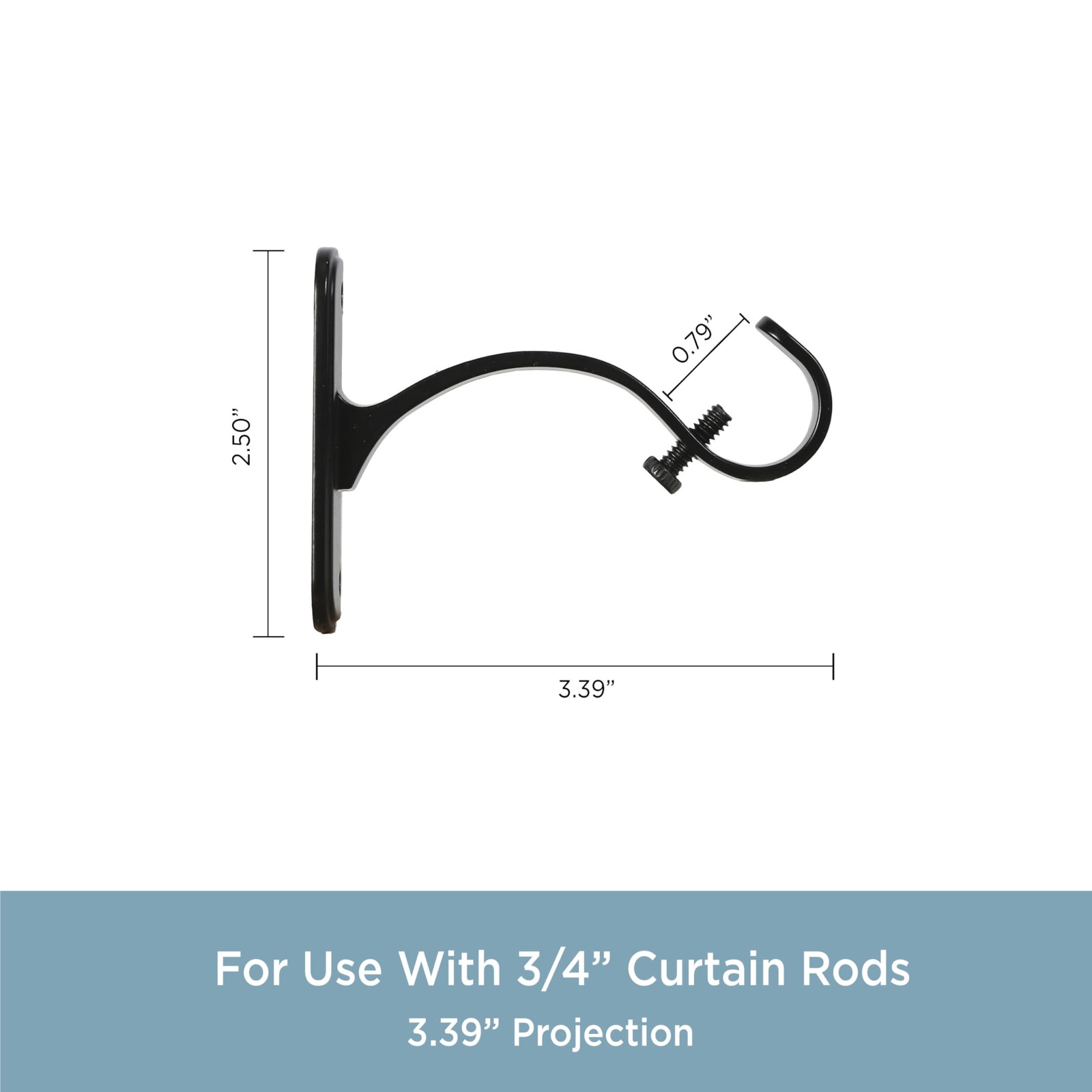 Curtain Rod Mounting Brackets, Wall or Ceiling Mount, 5/8″-3/4″ Diameter, Set…