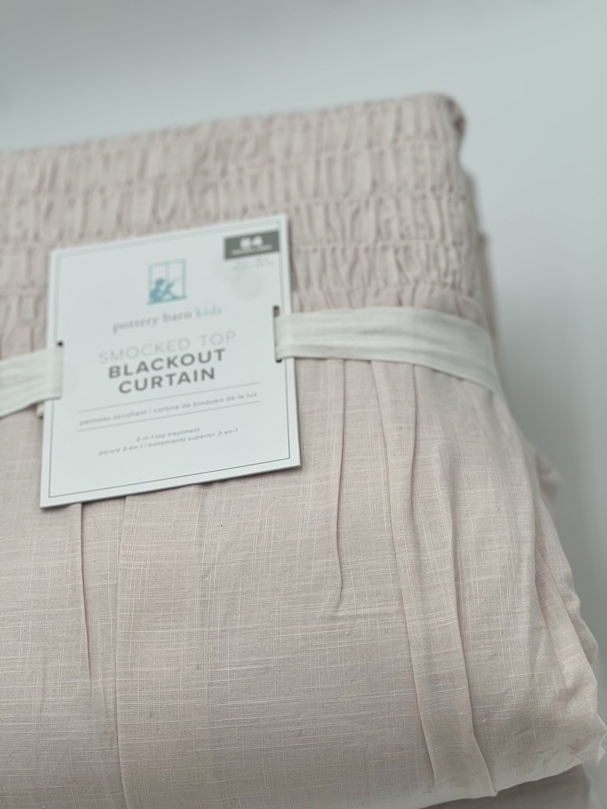 Pottery Barn Kids Smocked Top Blackout Curtains 44”x 84” Blush Pink (S/2) ~ Pair