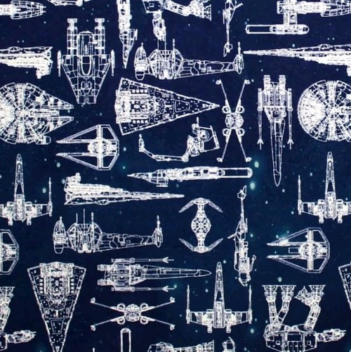 LINED WINDOW VALANCE CURTAIN 42 X 15 STAR WARS GALAXY SHIP BLUEPRINT